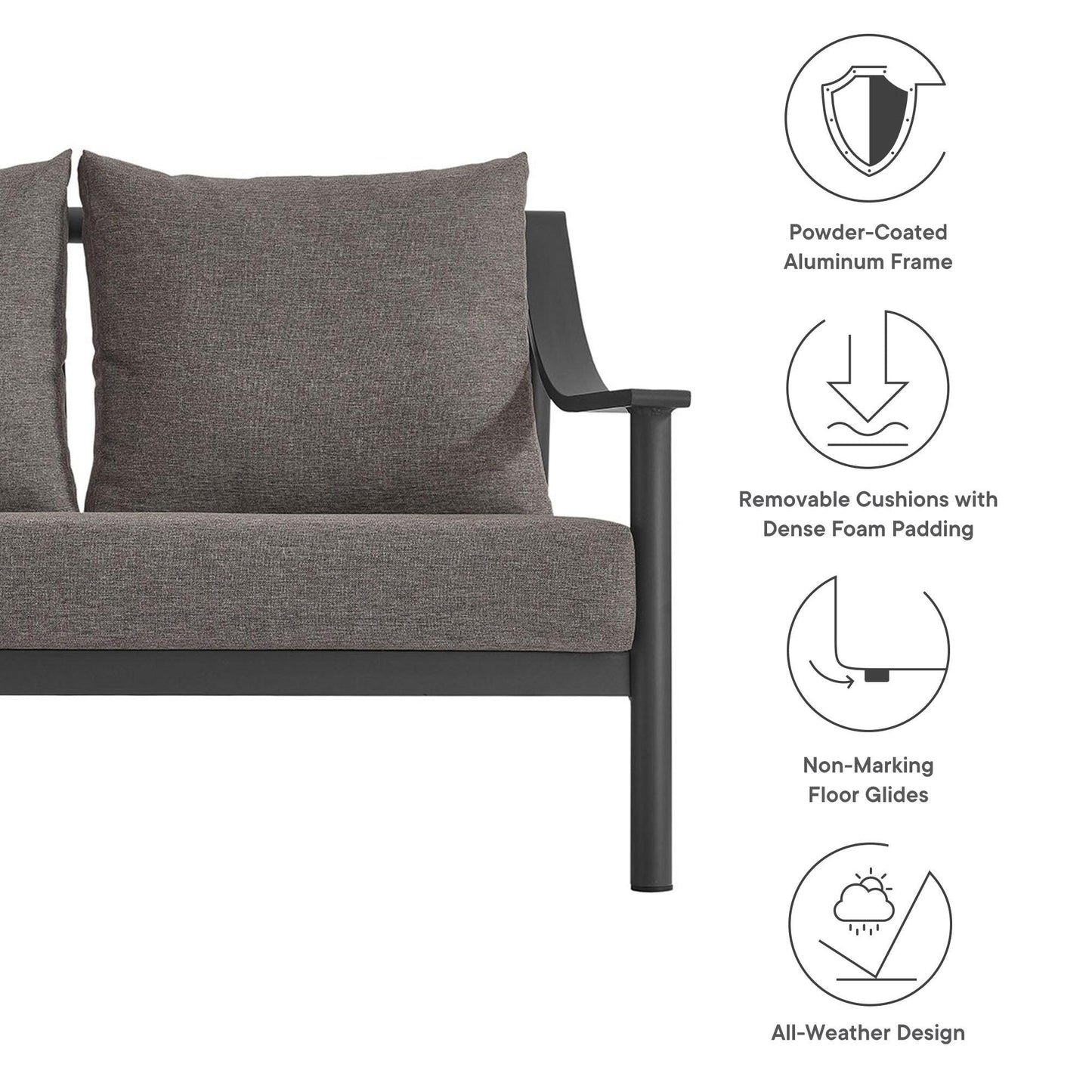 Terrace Outdoor Patio Aluminum Sofa by Modway FredCo