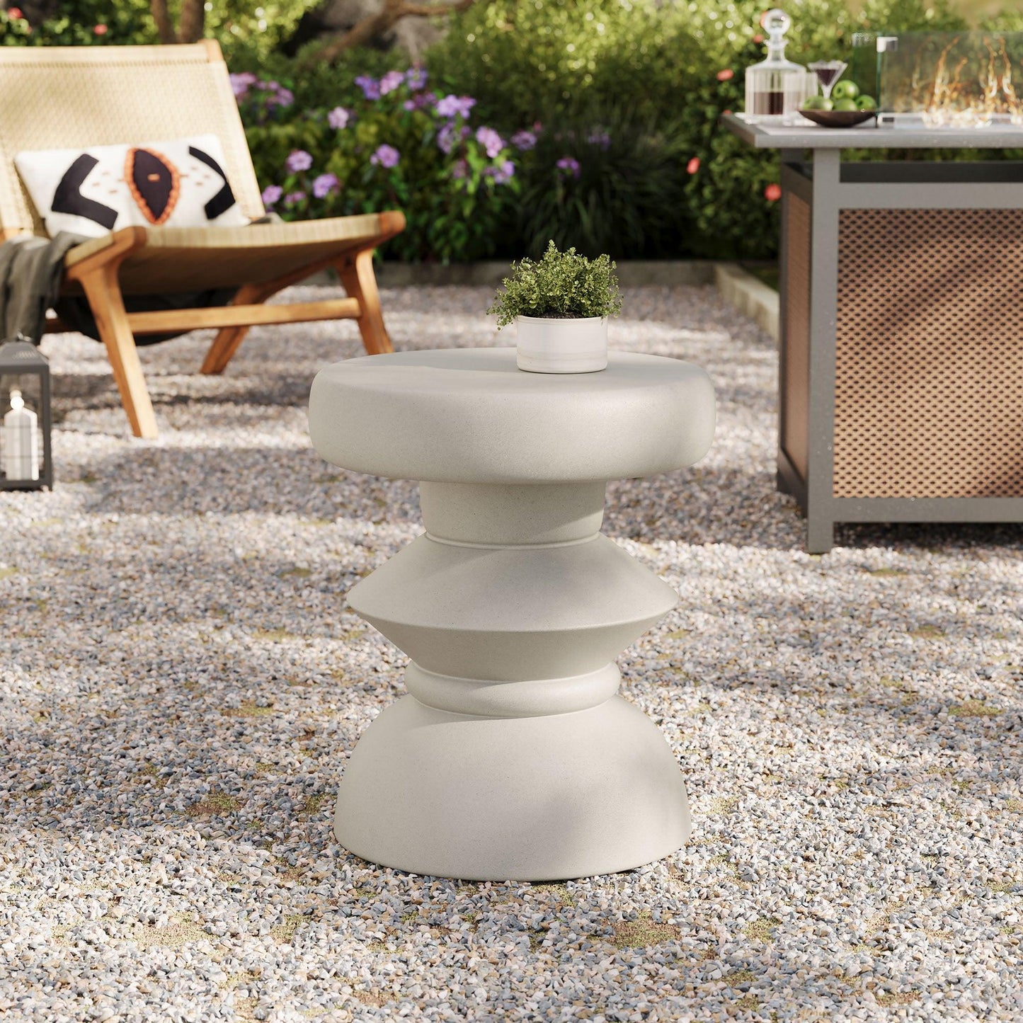 Terza Indoor - Outdoor Patio Concrete Side Table by Modway EEI-7090 FredCo