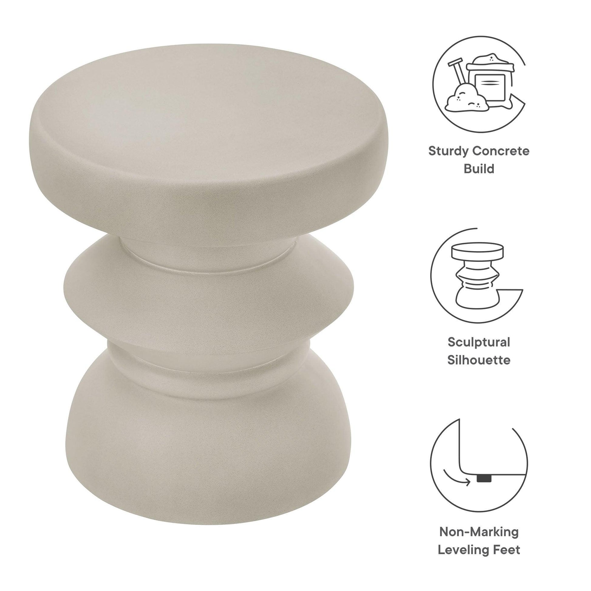 Terza Indoor - Outdoor Patio Concrete Side Table by Modway EEI-7090 FredCo