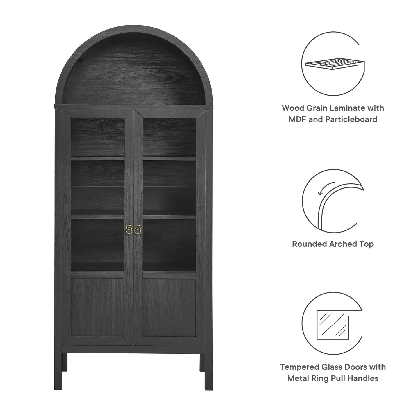 Tessa Tall Arched Storage Display Cabinet by Modway EEI-6638 FredCo