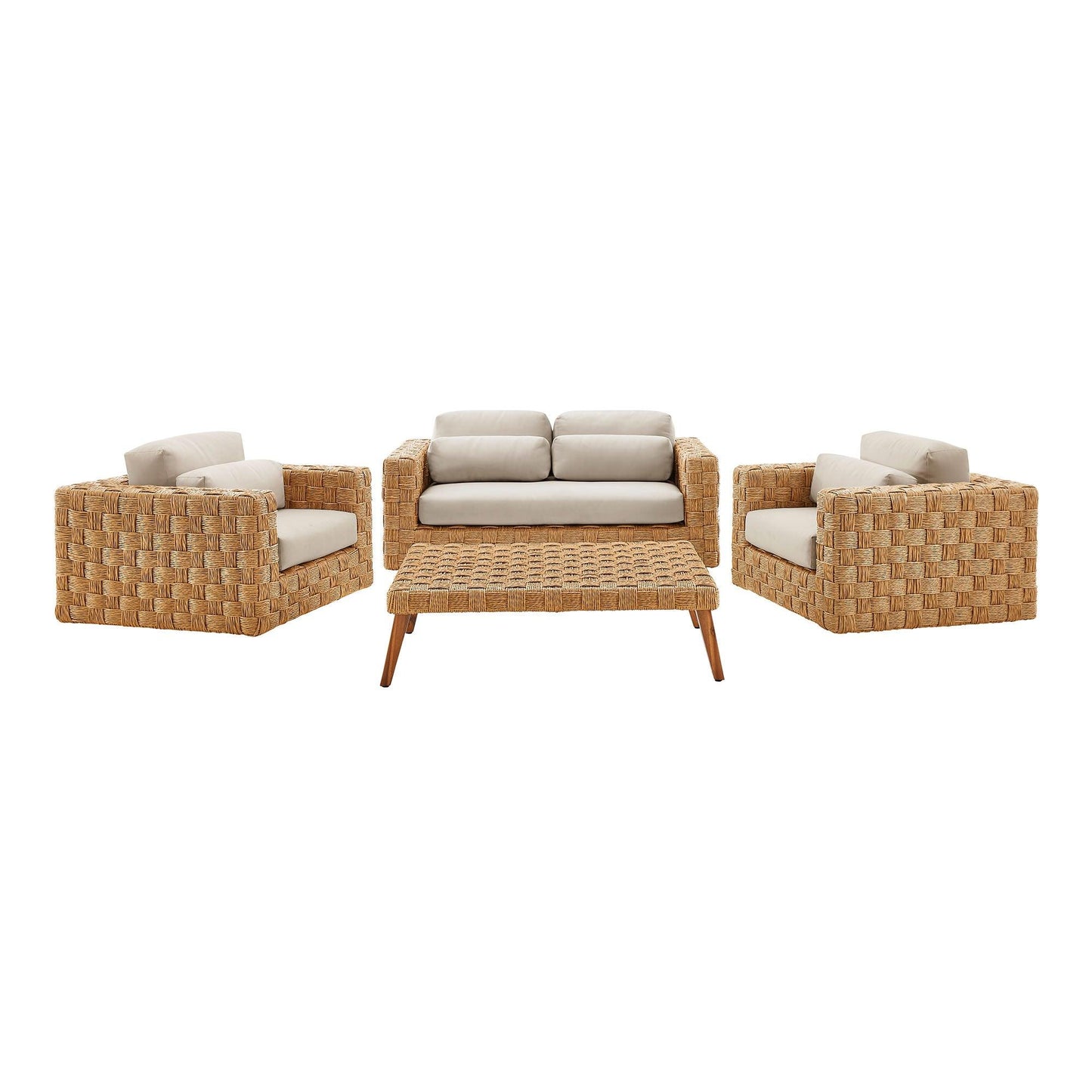 Thames 4-Piece Outdoor Patio Wicker Outdoor Patio Rattan Furniture Set by Modway FredCo