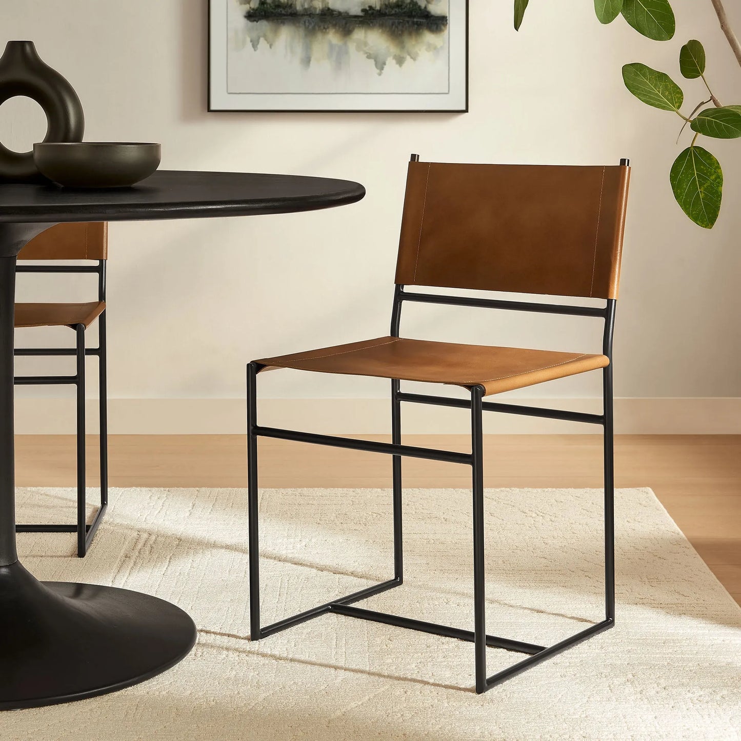 Thatcher Leather and Metal Dining Chair by Modway EEI-7196 FredCo