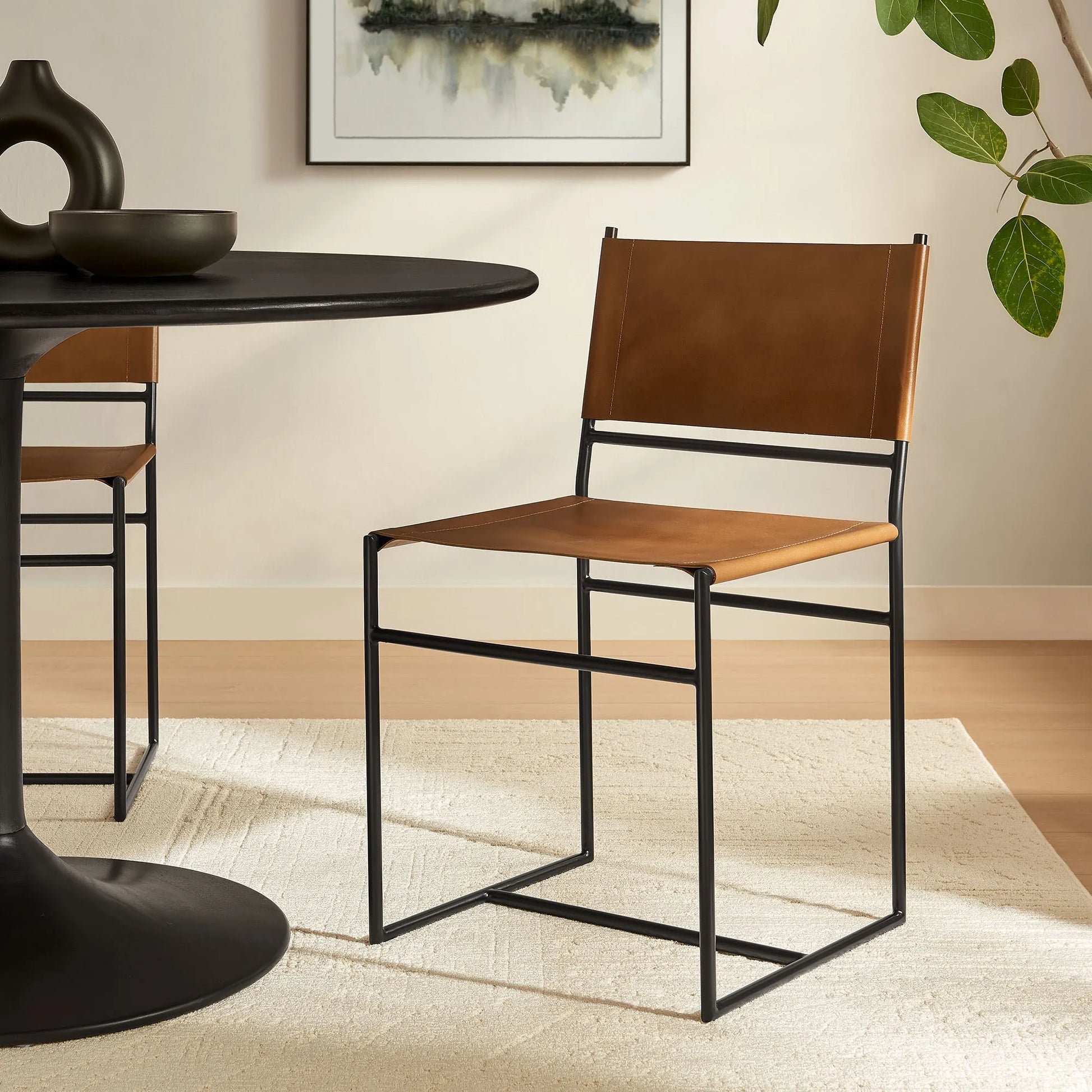 Thatcher Leather and Metal Dining Chair by Modway EEI-7196 FredCo