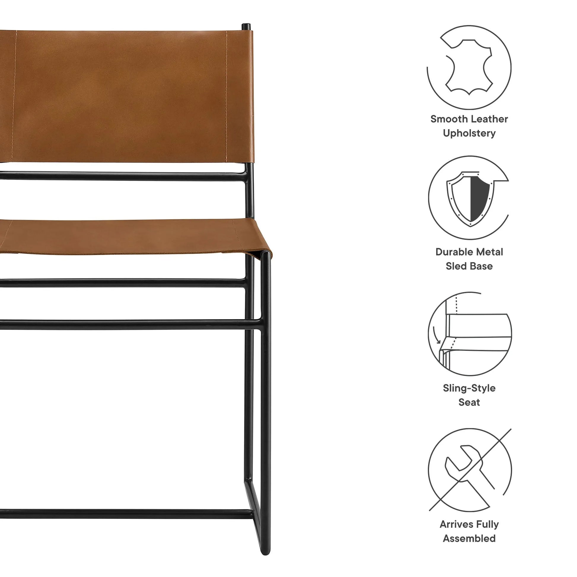 Thatcher Leather and Metal Dining Chair by Modway EEI-7196 FredCo