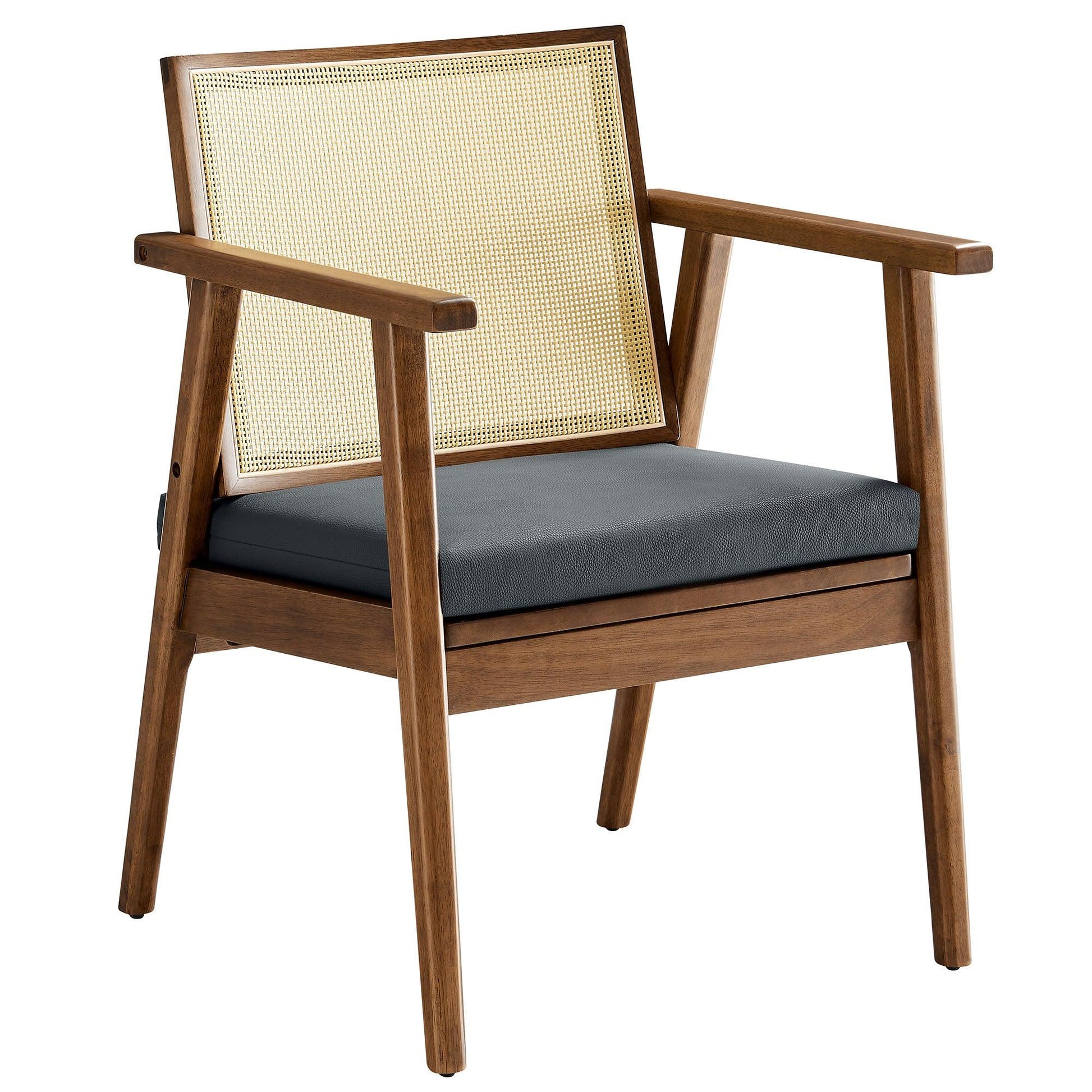 Thera Vegan Leather and Cane Accent Armchairs Set of 2 by Modway FredCo