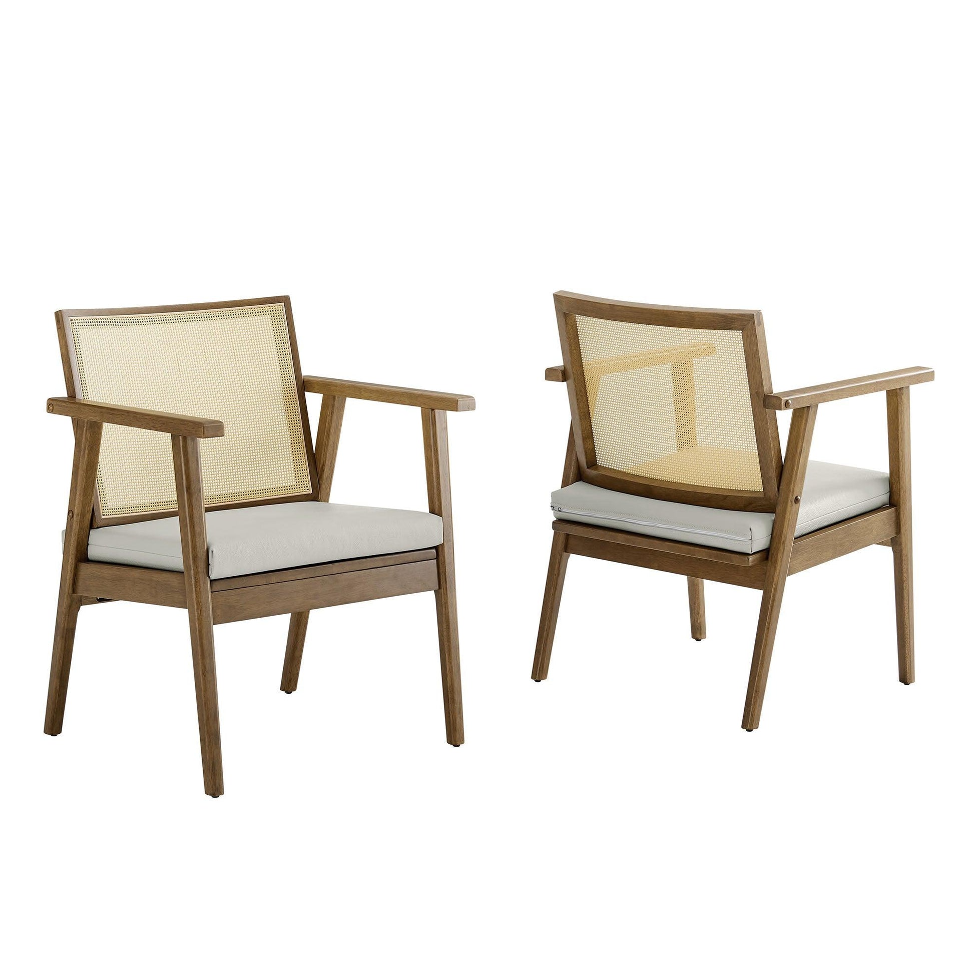 Thera Vegan Leather and Cane Accent Armchairs Set of 2 by Modway FredCo