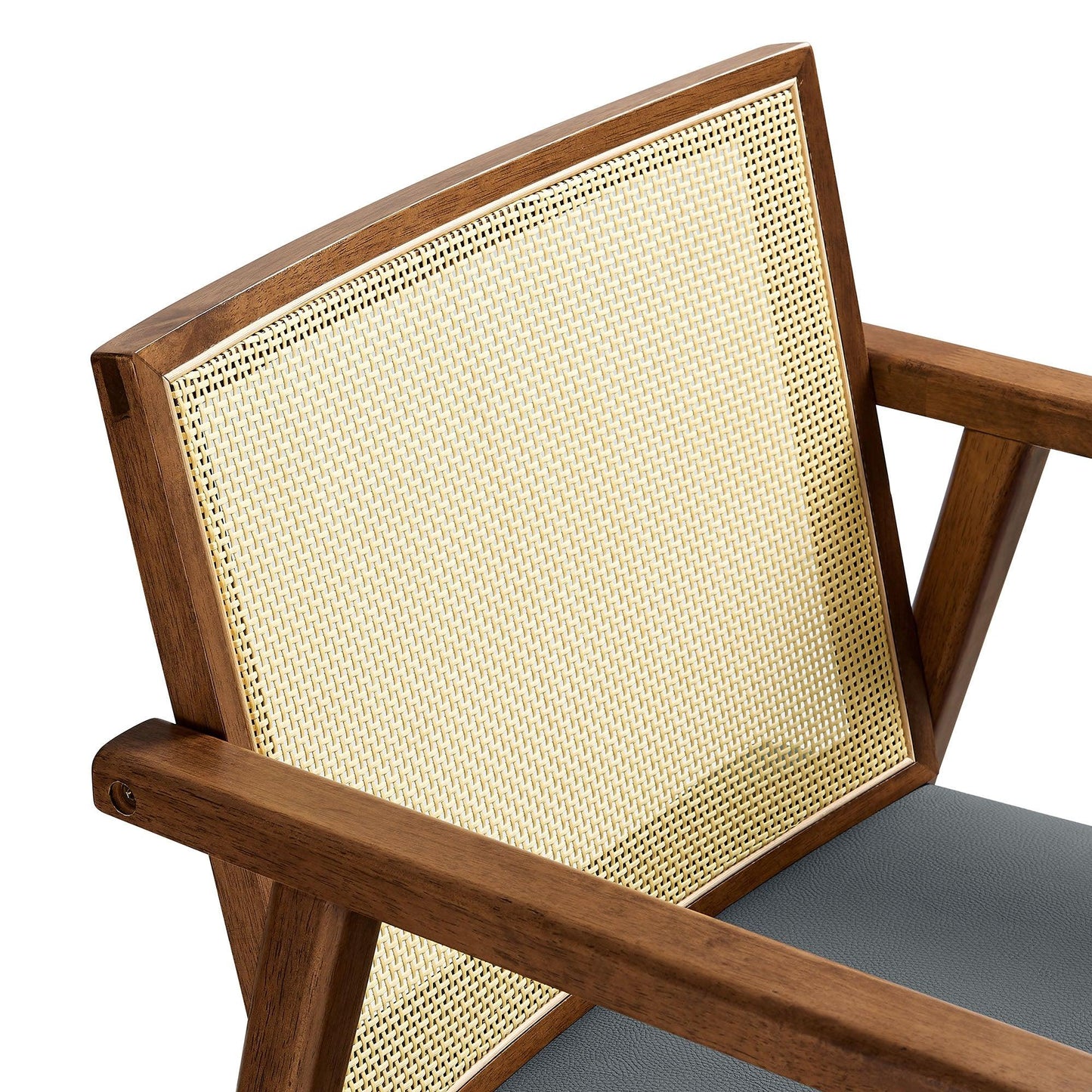 Thera Vegan Leather and Cane Accent Armchairs Set of 2 by Modway FredCo