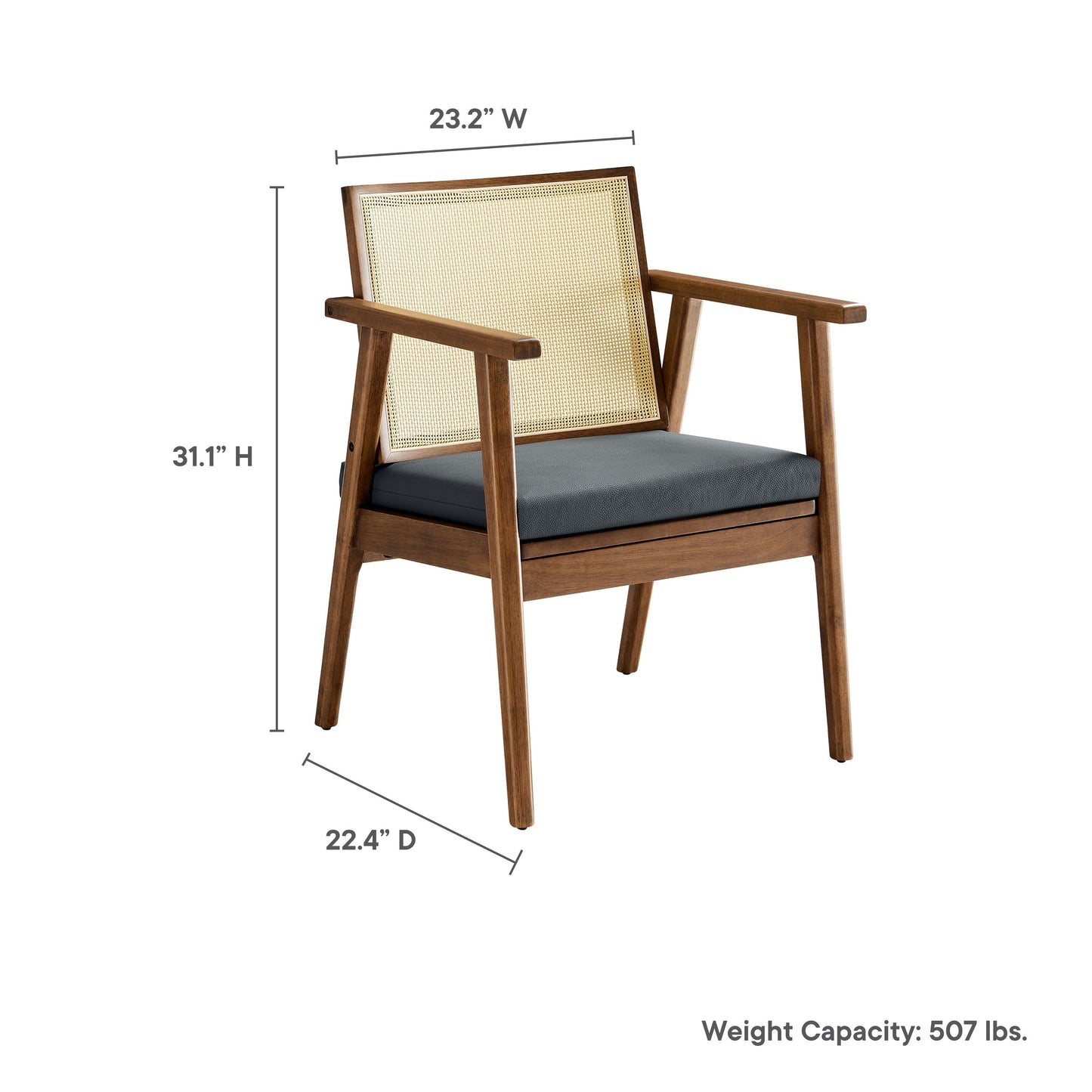 Thera Vegan Leather and Cane Accent Armchairs Set of 2 by Modway FredCo