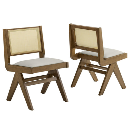Thera Vegan Leather and Cane Dining Side Chairs Set of 2 by Modway FredCo