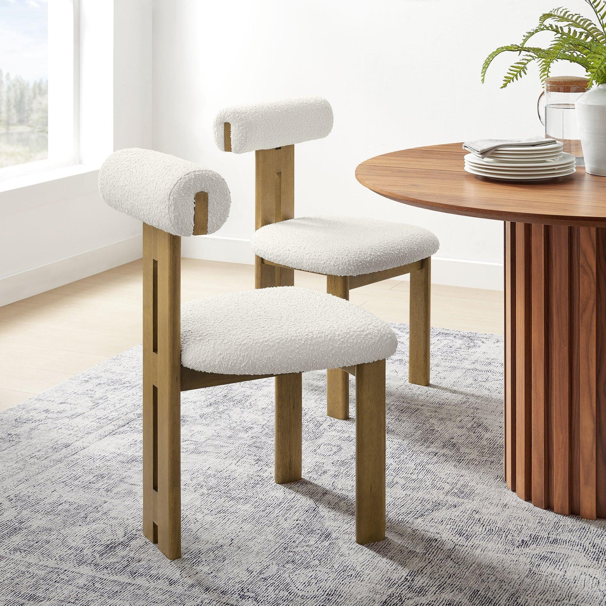 Torian Boucle Fabric Dining Chair Set of 2 by Modway FredCo
