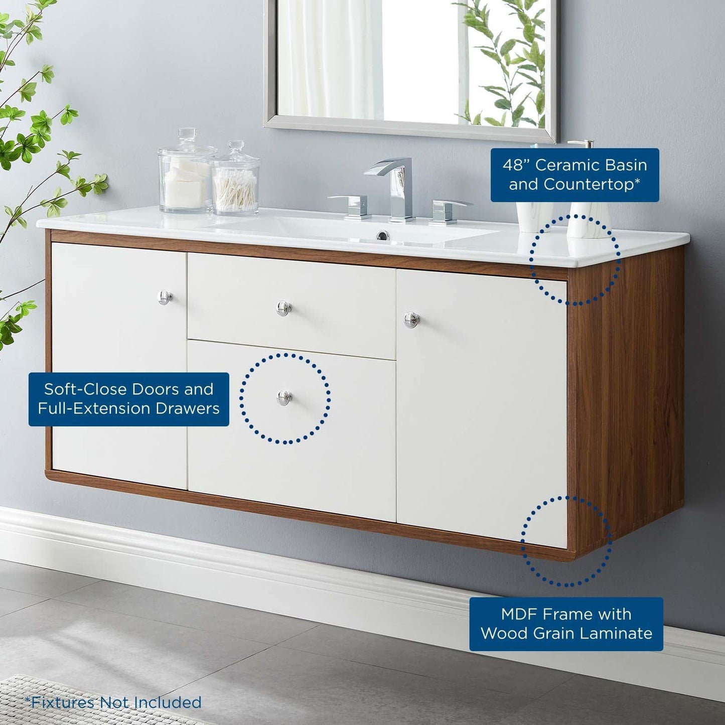 Transmit 48" Wall-Mount Bathroom Vanity, EEI-4900 FredCo