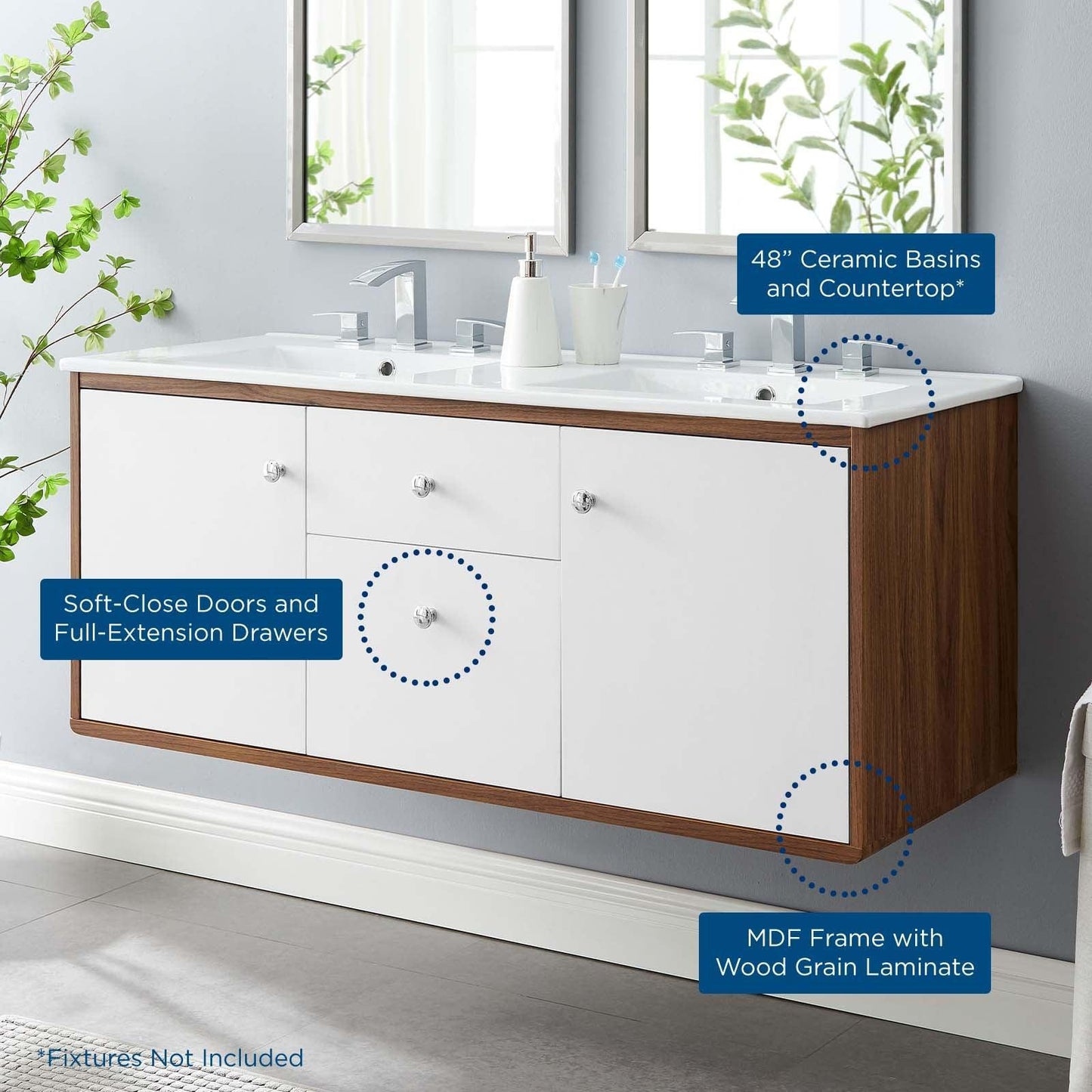 Transmit 48" Wall-Mount Bathroom Vanity, EEI-4901 FredCo