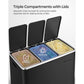 Trash Can with 3 Compartments Black FredCo