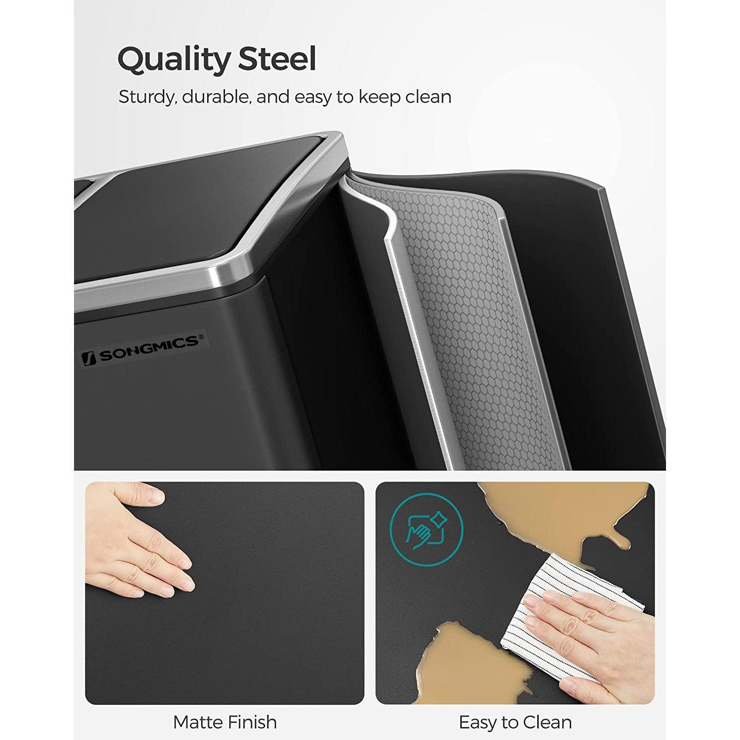 Trash Can with 3 Compartments Black FredCo