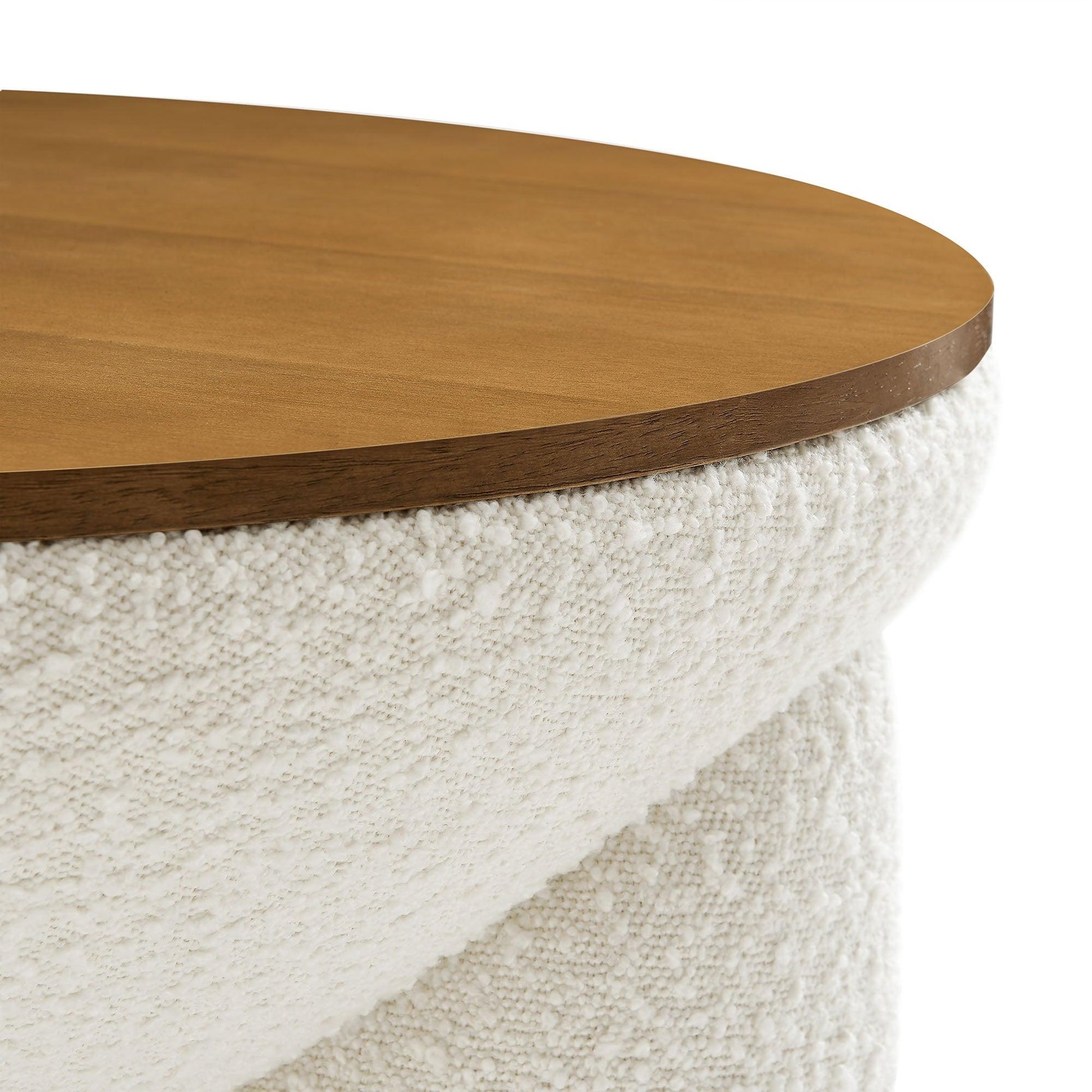Tridome Round Boucle Upholstered Storage Coffee Table by Modway FredCo