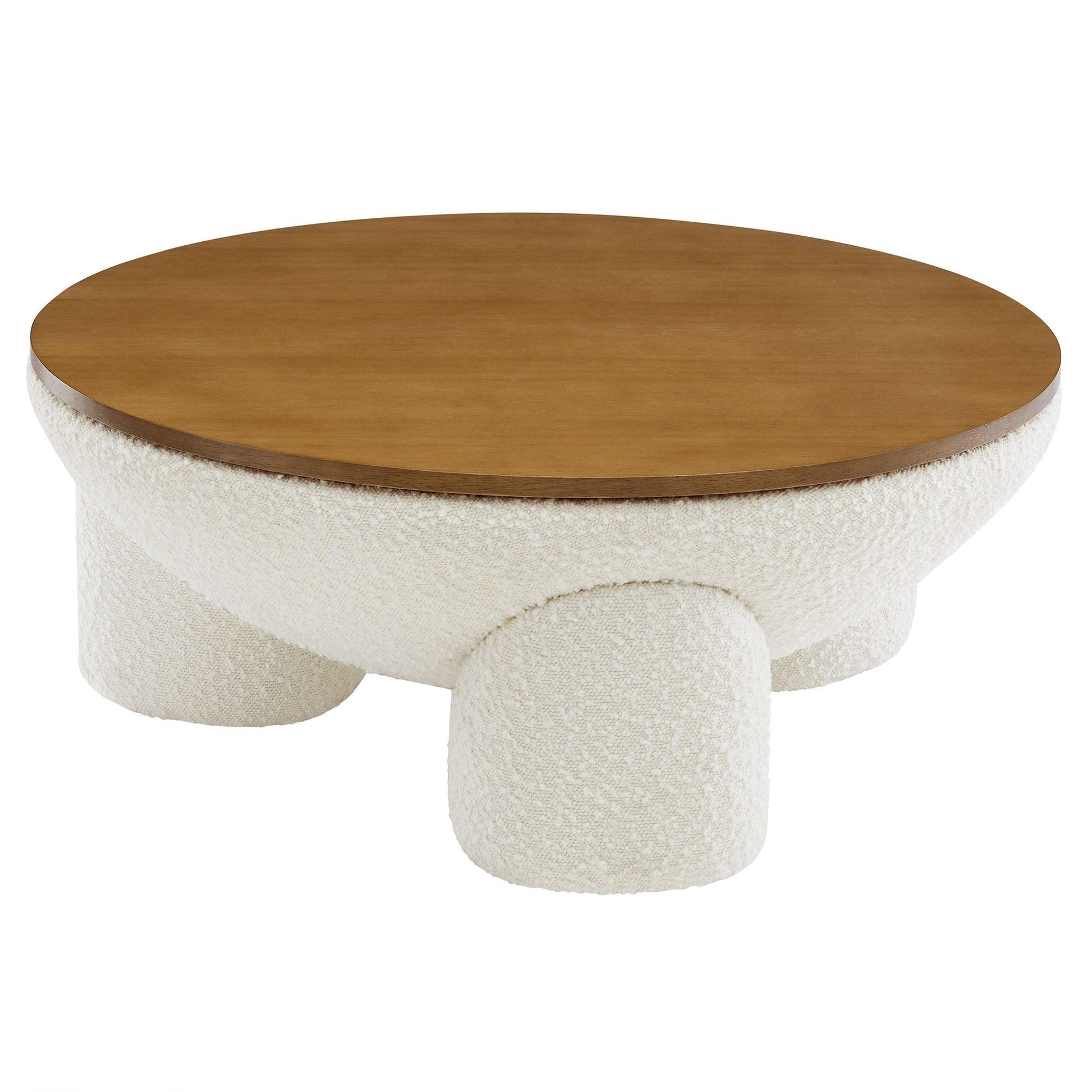 Tridome Round Boucle Upholstered Storage Coffee Table by Modway FredCo