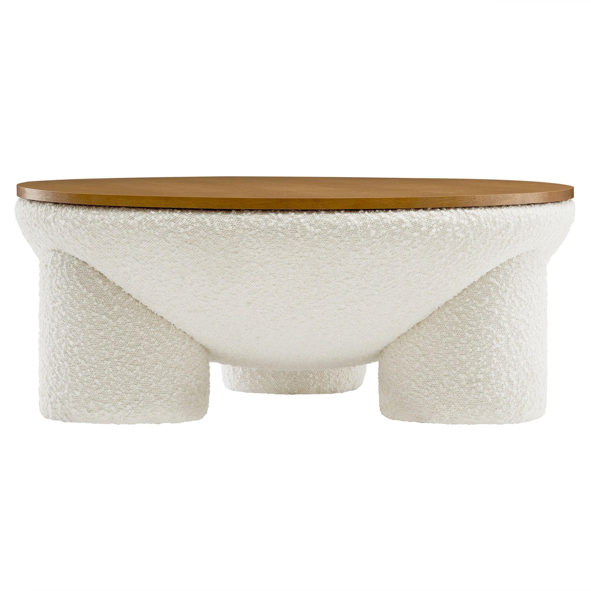 Tridome Round Boucle Upholstered Storage Coffee Table by Modway FredCo