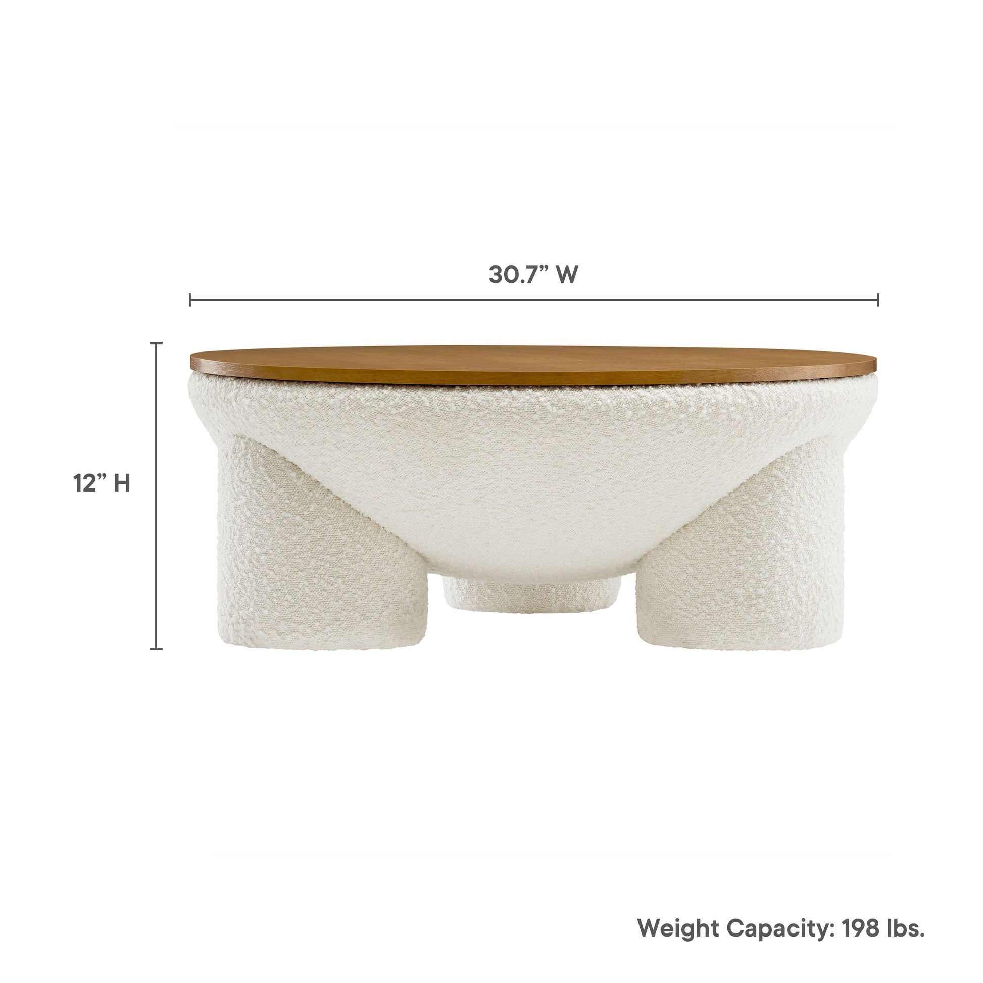 Tridome Round Boucle Upholstered Storage Coffee Table by Modway FredCo
