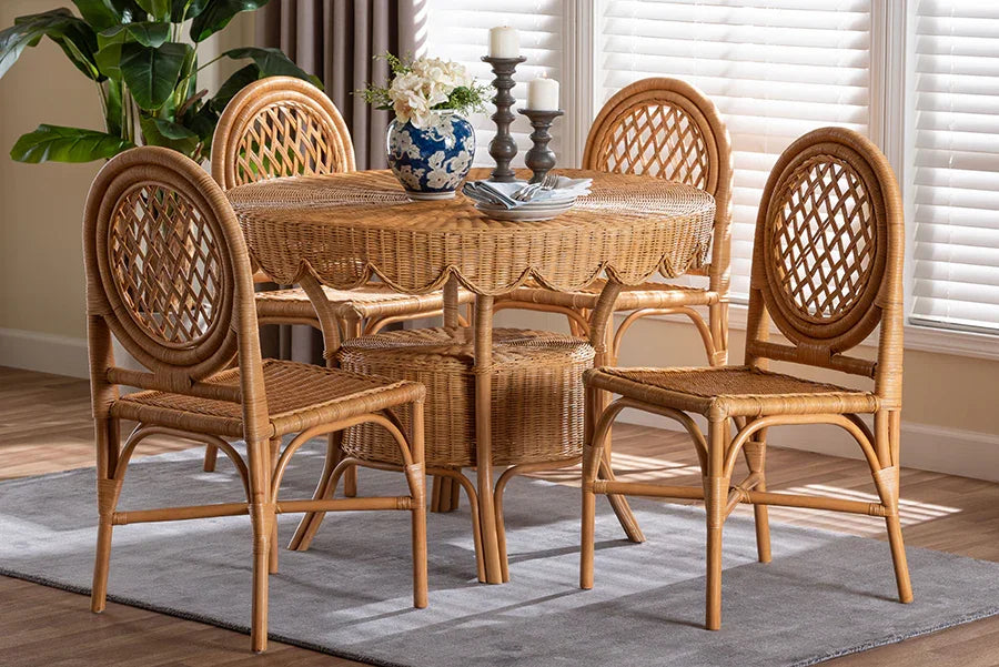 Troy Natural Rattan Dining Set FredCo