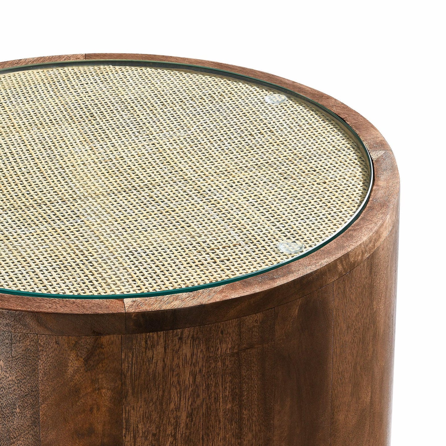 Truett Round Wood Rattan Side Table by Modway FredCo