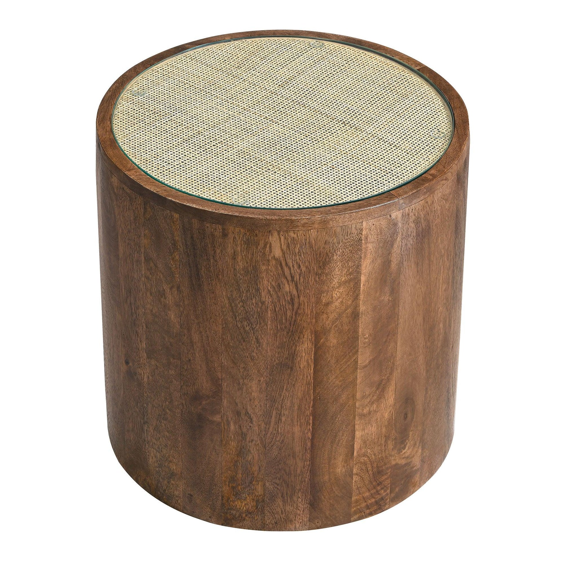 Truett Round Wood Rattan Side Table by Modway FredCo