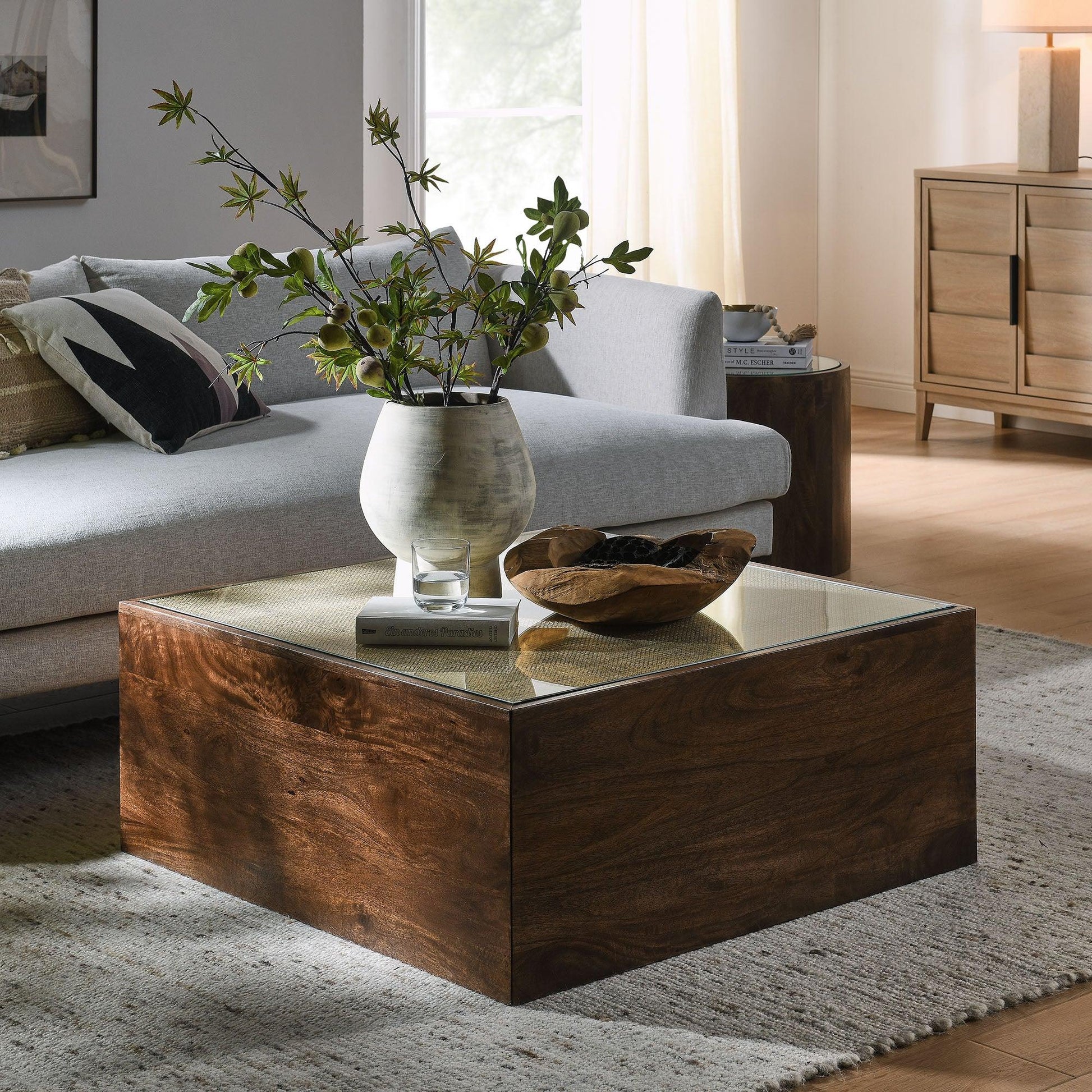 Truett Square Wood Rattan Coffee Table by Modway FredCo