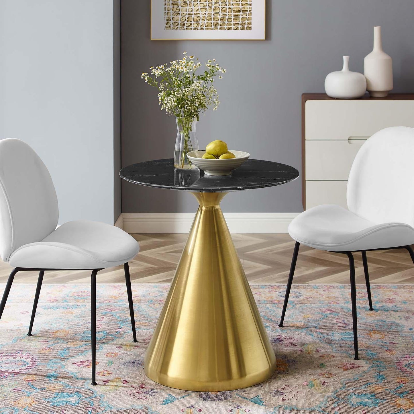 Tupelo 28" Artificial Marble Dining Table, EEI-5328 FredCo