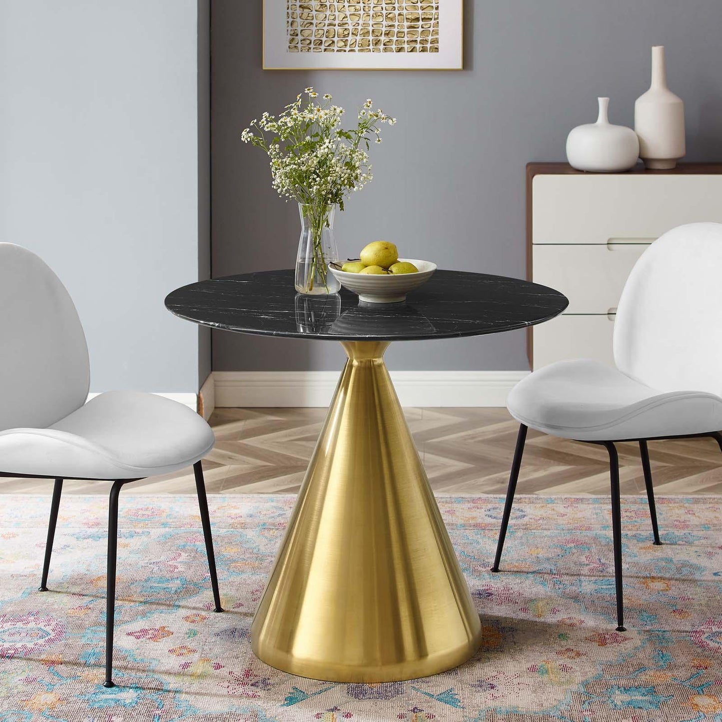Tupelo 36" Artificial Marble Dining Table, EEI-5329 FredCo