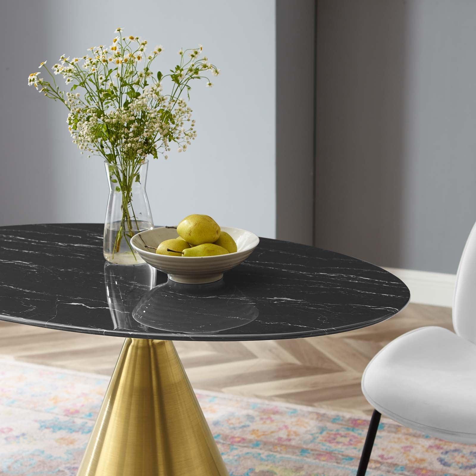 Tupelo 42" Oval Artificial Marble Dining Table, EEI-5330 FredCo