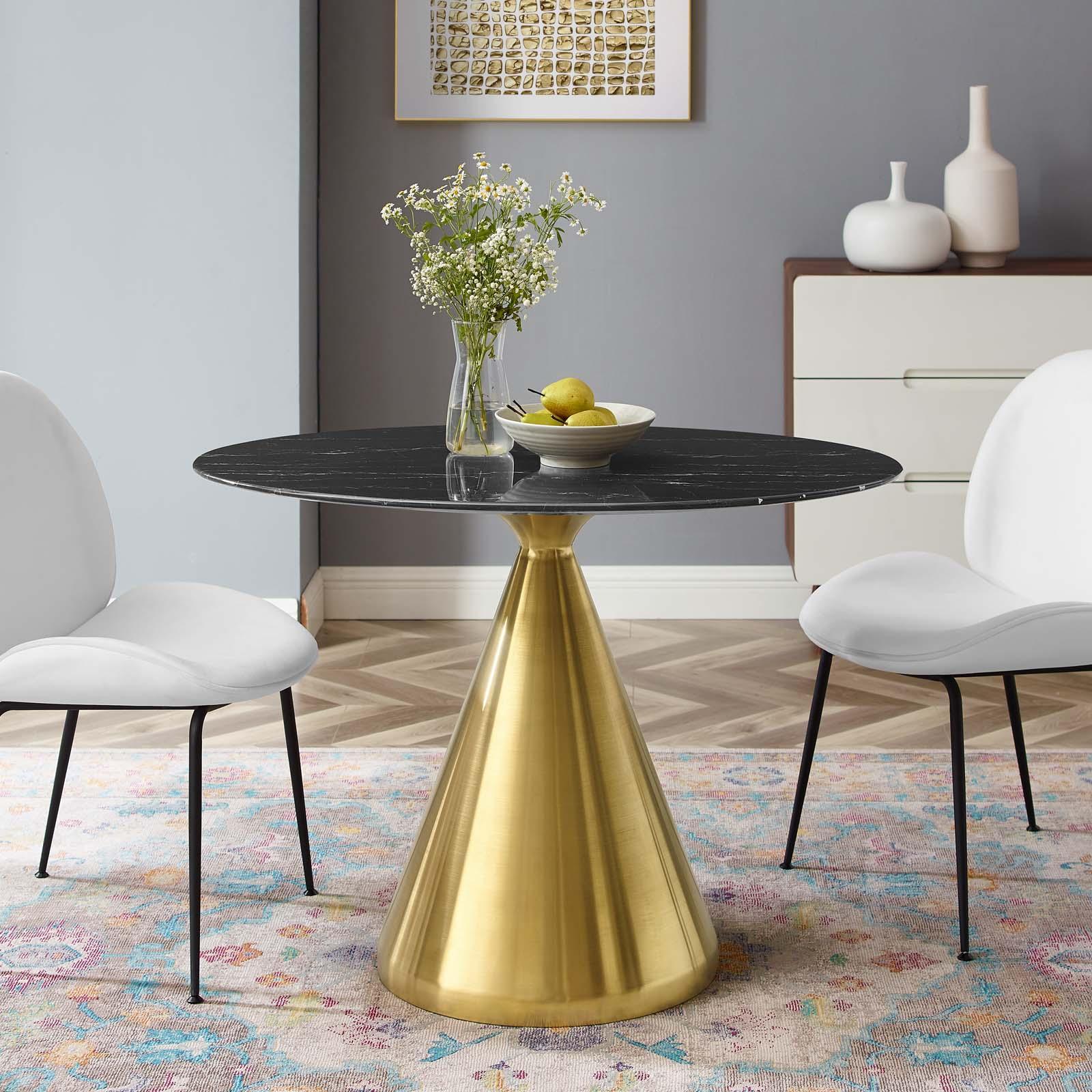 Tupelo 42" Oval Artificial Marble Dining Table, EEI-5330 FredCo
