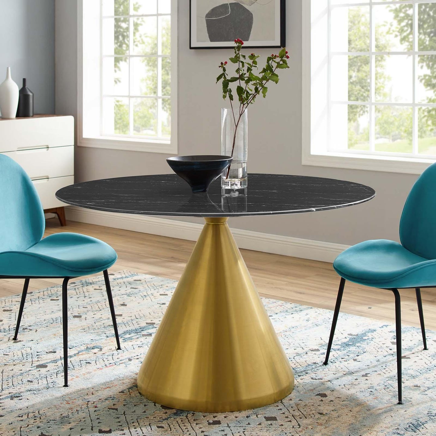 Tupelo 47" Artificial Marble Dining Table, EEI-5346 FredCo