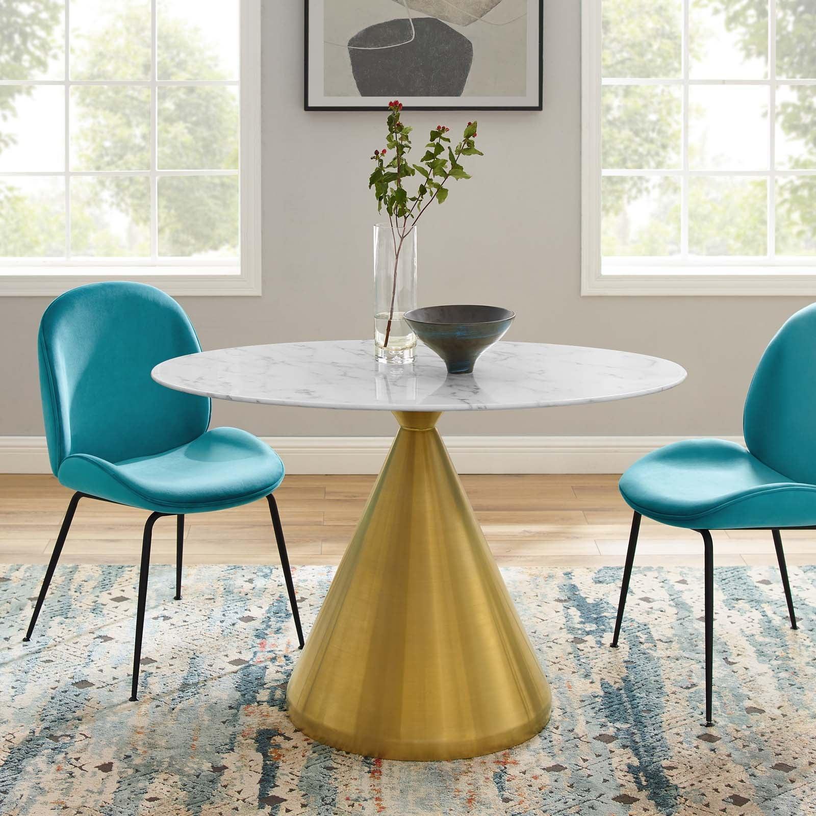 Tupelo 48" Oval Artificial Marble Dining Table, EEI-5340 FredCo