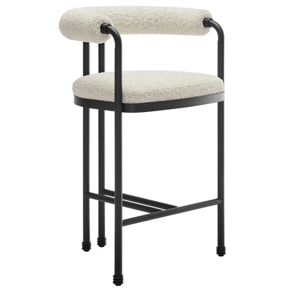 Turin Curved Back Boucle and Metal Counter Stool by Modway EEI-7226 FredCo