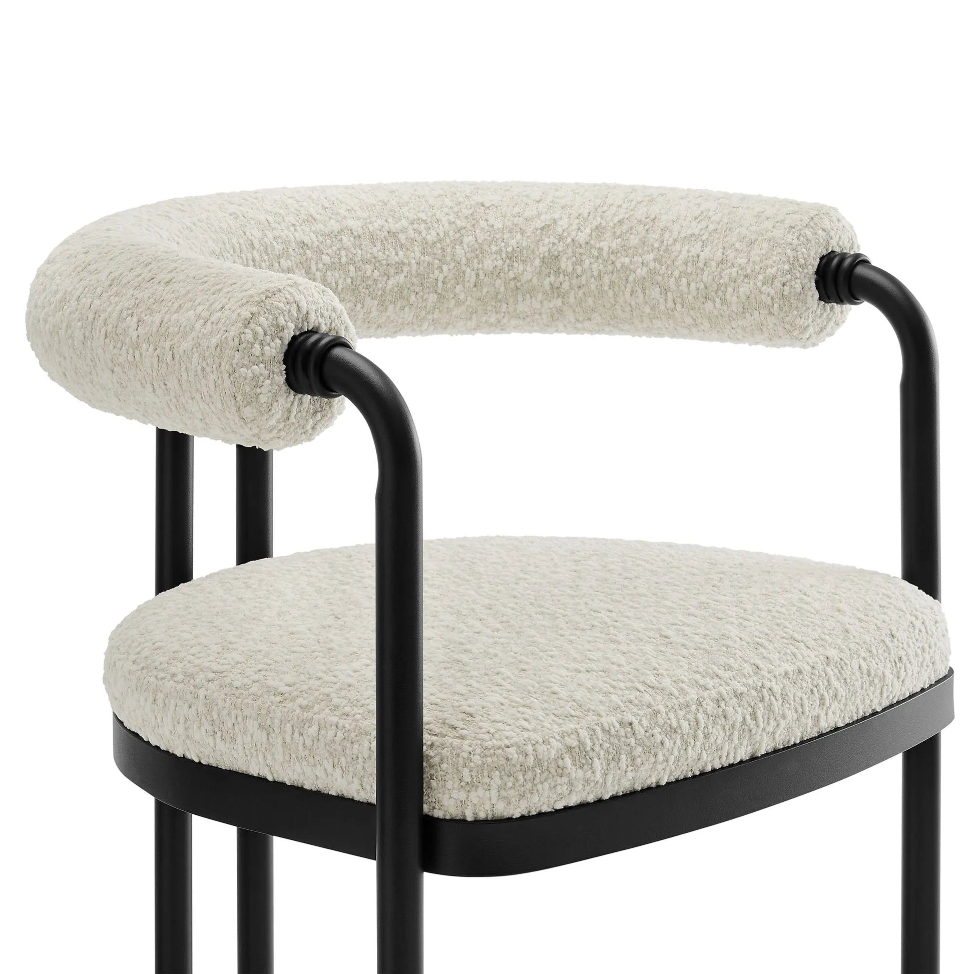 Turin Curved Back Boucle and Metal Counter Stool by Modway EEI-7226 FredCo