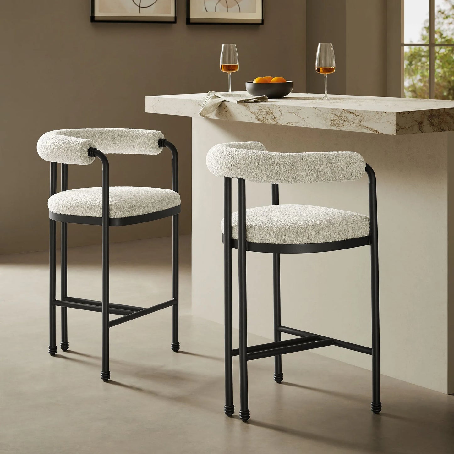 Turin Curved Back Boucle and Metal Counter Stool by Modway EEI-7226 FredCo
