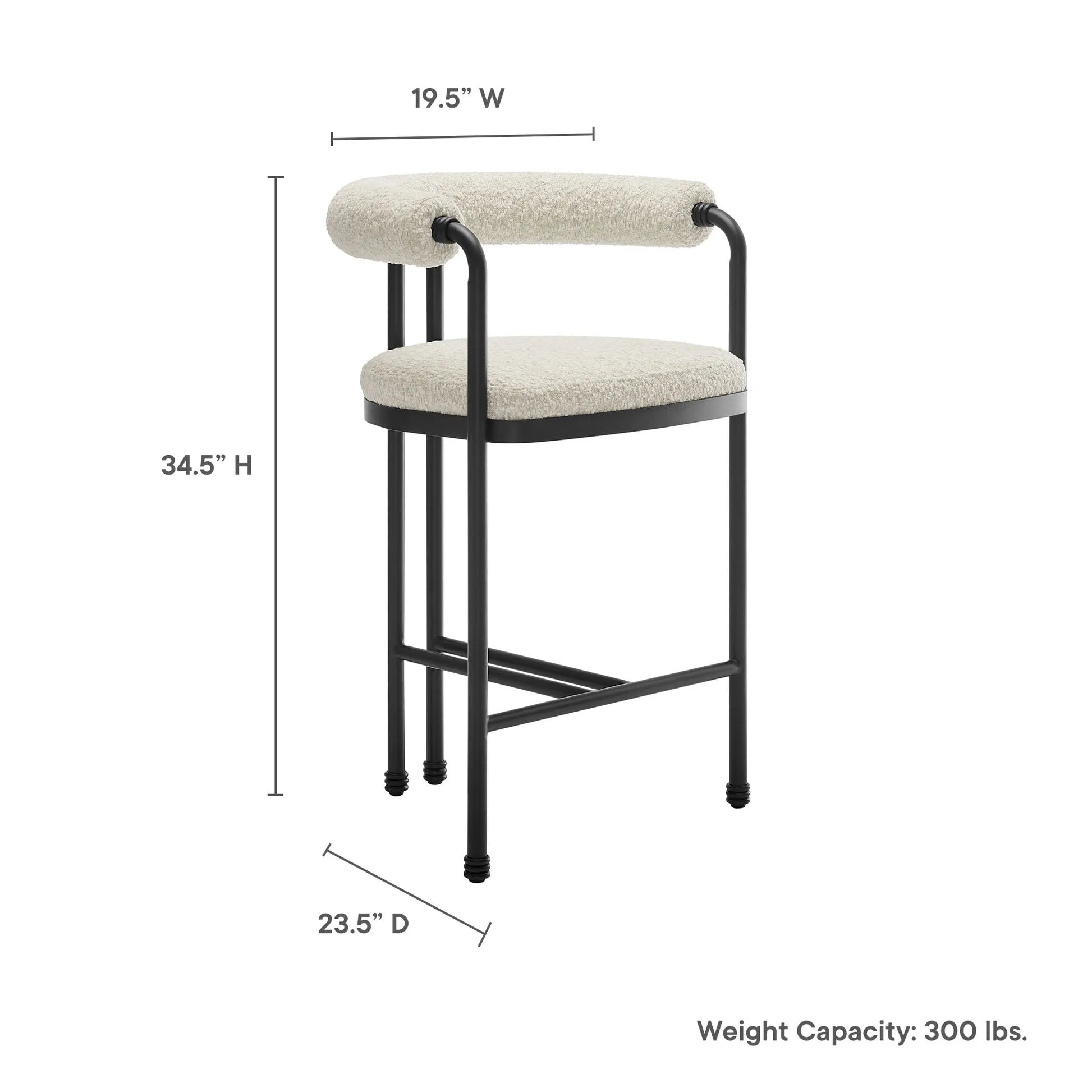 Turin Curved Back Boucle and Metal Counter Stool by Modway EEI-7226 FredCo