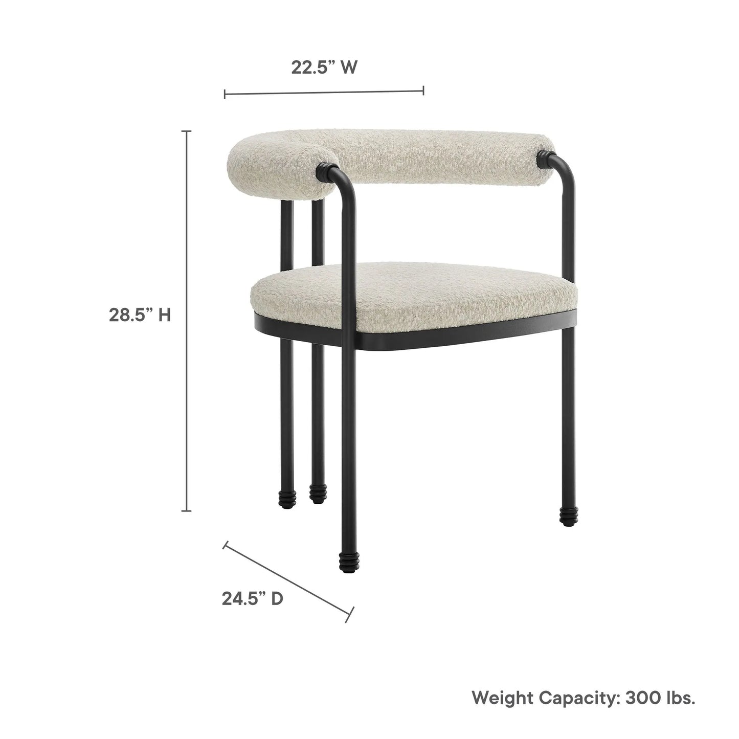 Turin Curved Back Boucle and Metal Dining Accent Chair by Modway EEI-7225 FredCo