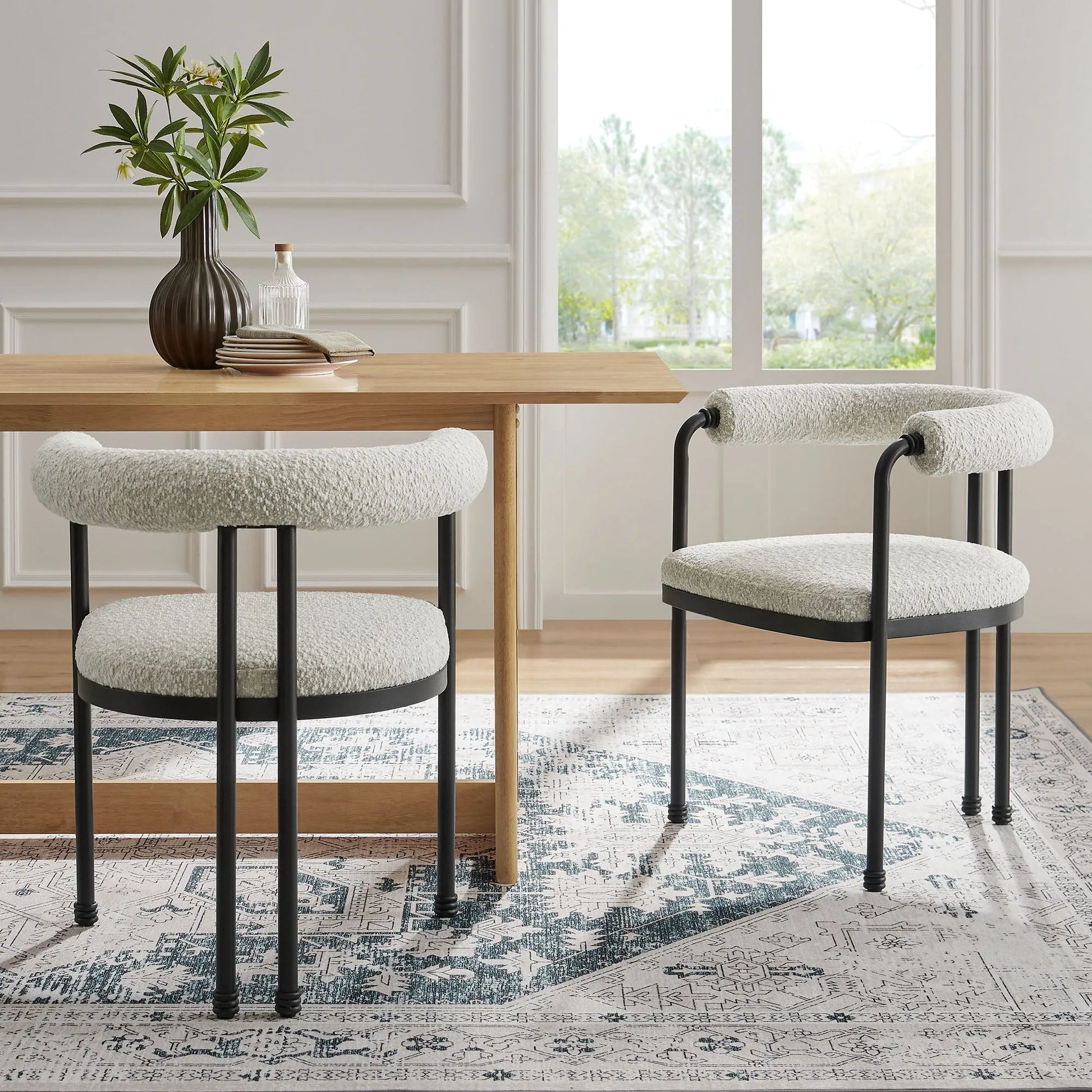 Turin Curved Back Boucle and Metal Dining Accent Chair by Modway EEI-7225 FredCo