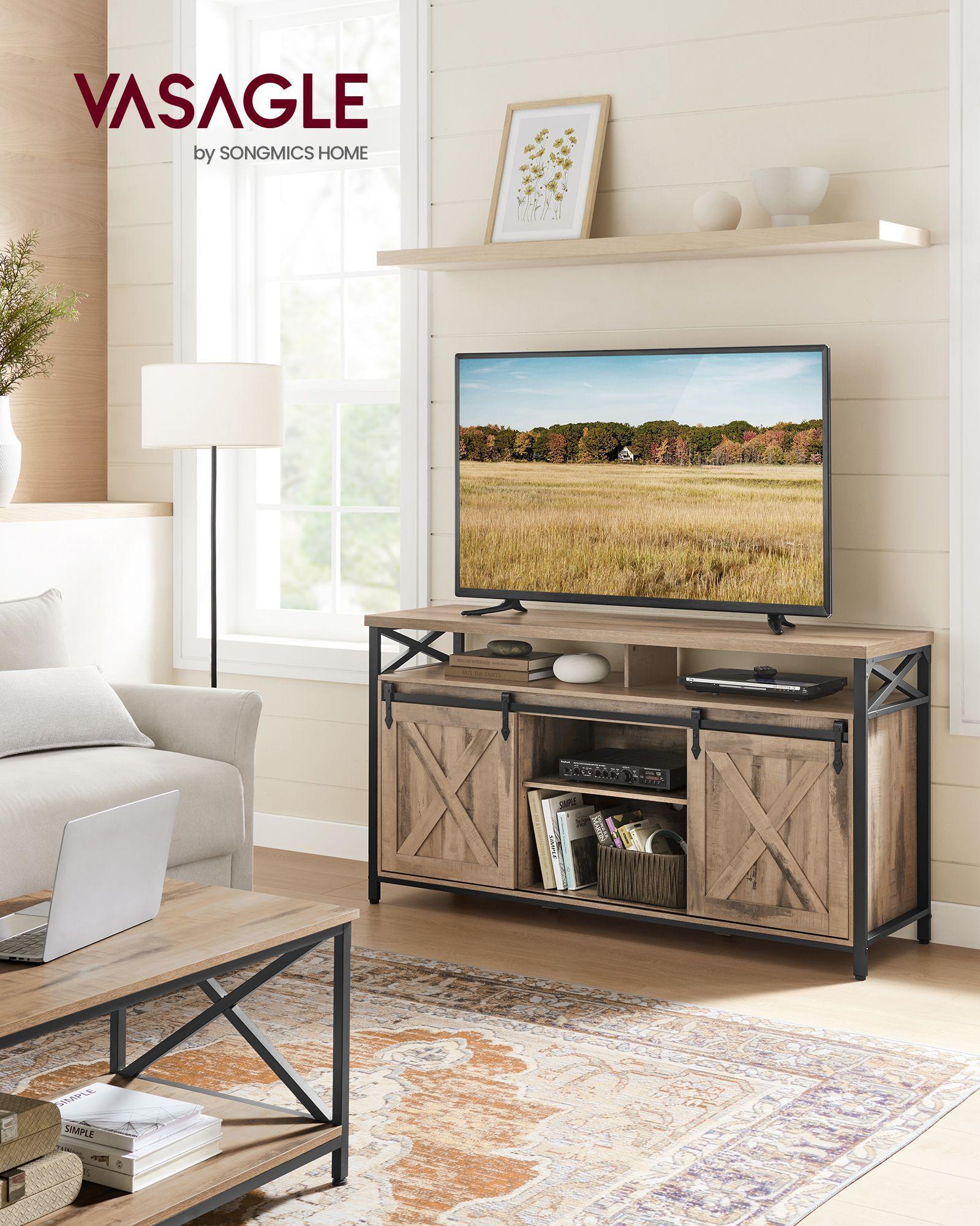 TV Stand for 65 Inch TV Camel Brown and Black FredCo