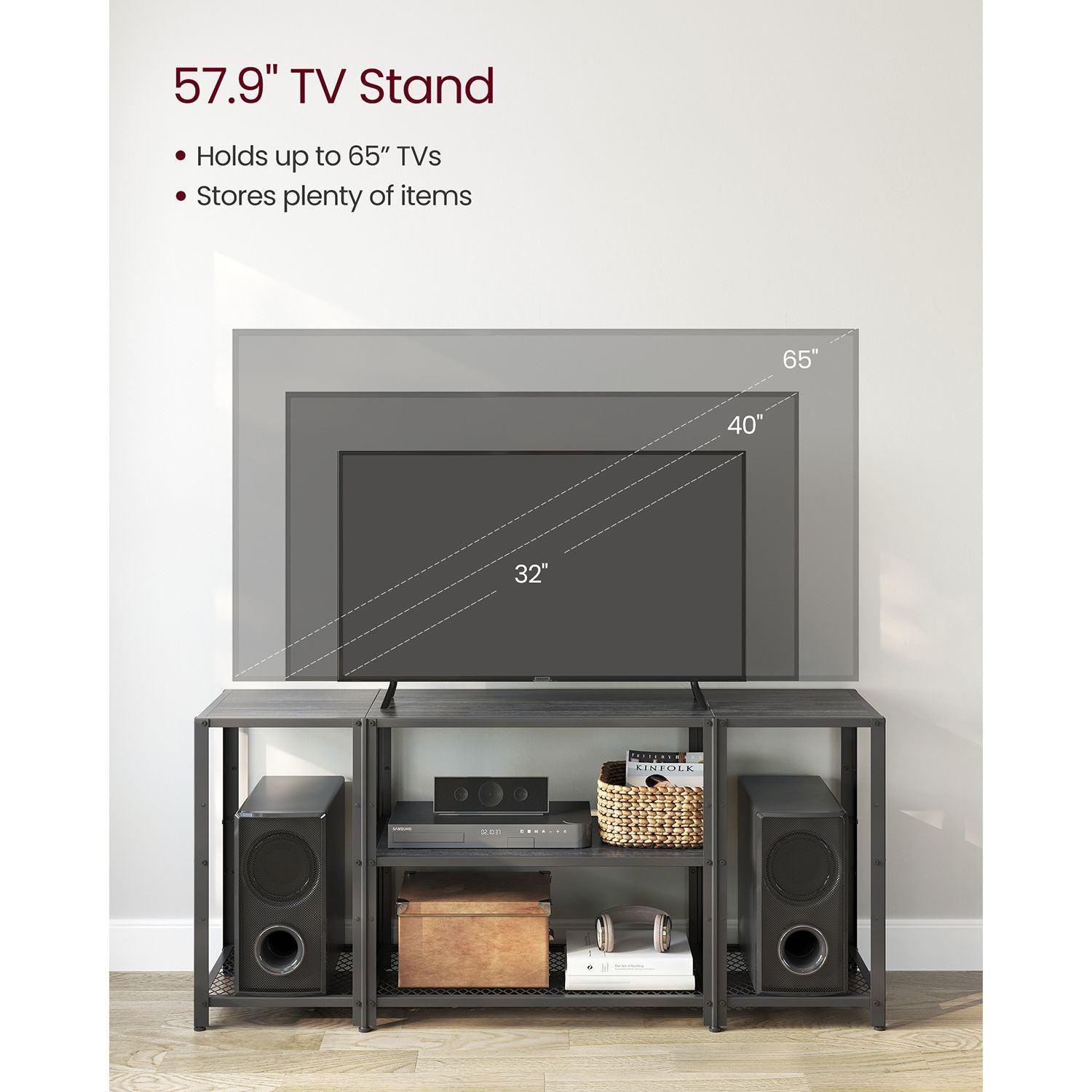 TV Stand for 65 Inches TVs Black FredCo