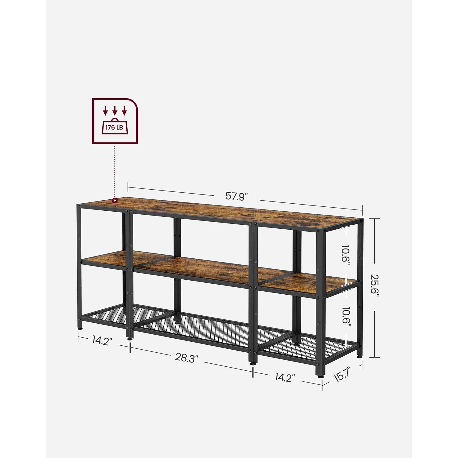 TV Stand for 65 Inches TVs Rustic Brown and Black FredCo