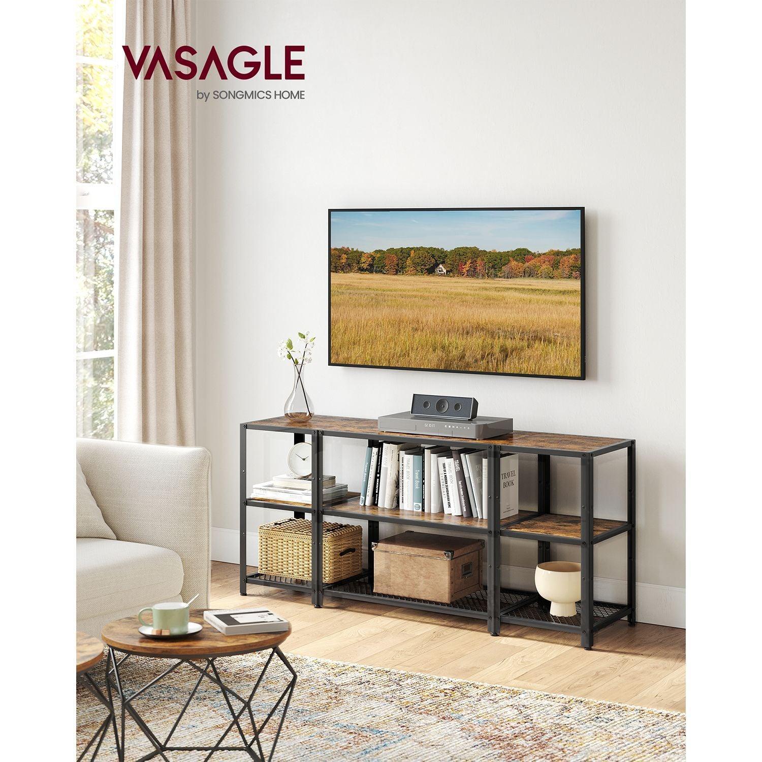 TV Stand for 65 Inches TVs Rustic Brown and Black FredCo