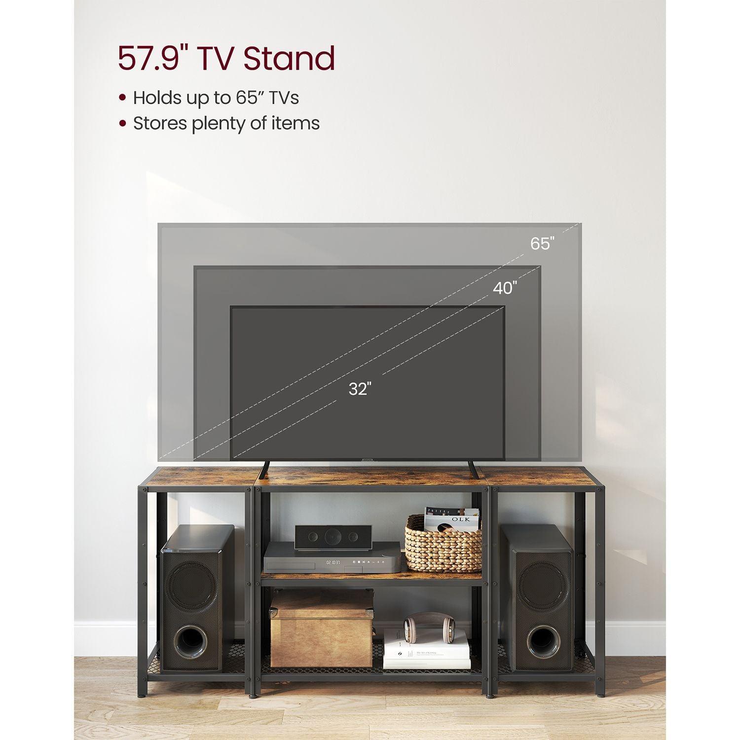 TV Stand for 65 Inches TVs Rustic Brown and Black FredCo
