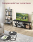 TV Stand for TVs Up to 65'' Black with Wood Grain FredCo