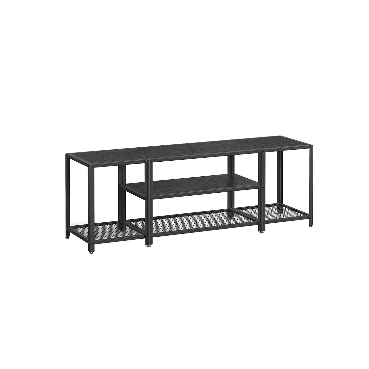 TV Stand for TVs Up to 65'' Black with Wood Grain FredCo