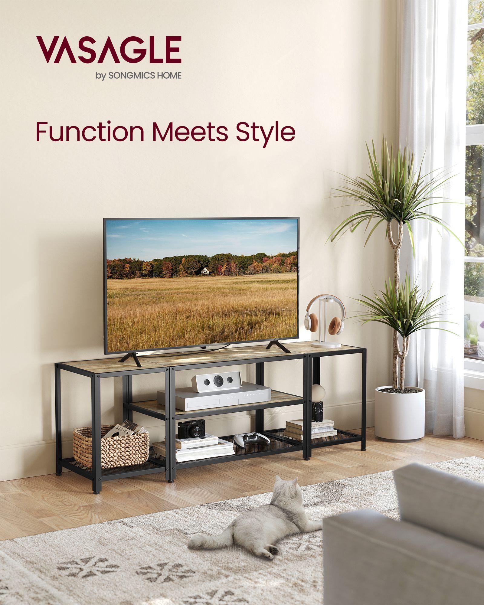 TV Stand for TVs Up to 65'' Turquoise Brown and Black FredCo