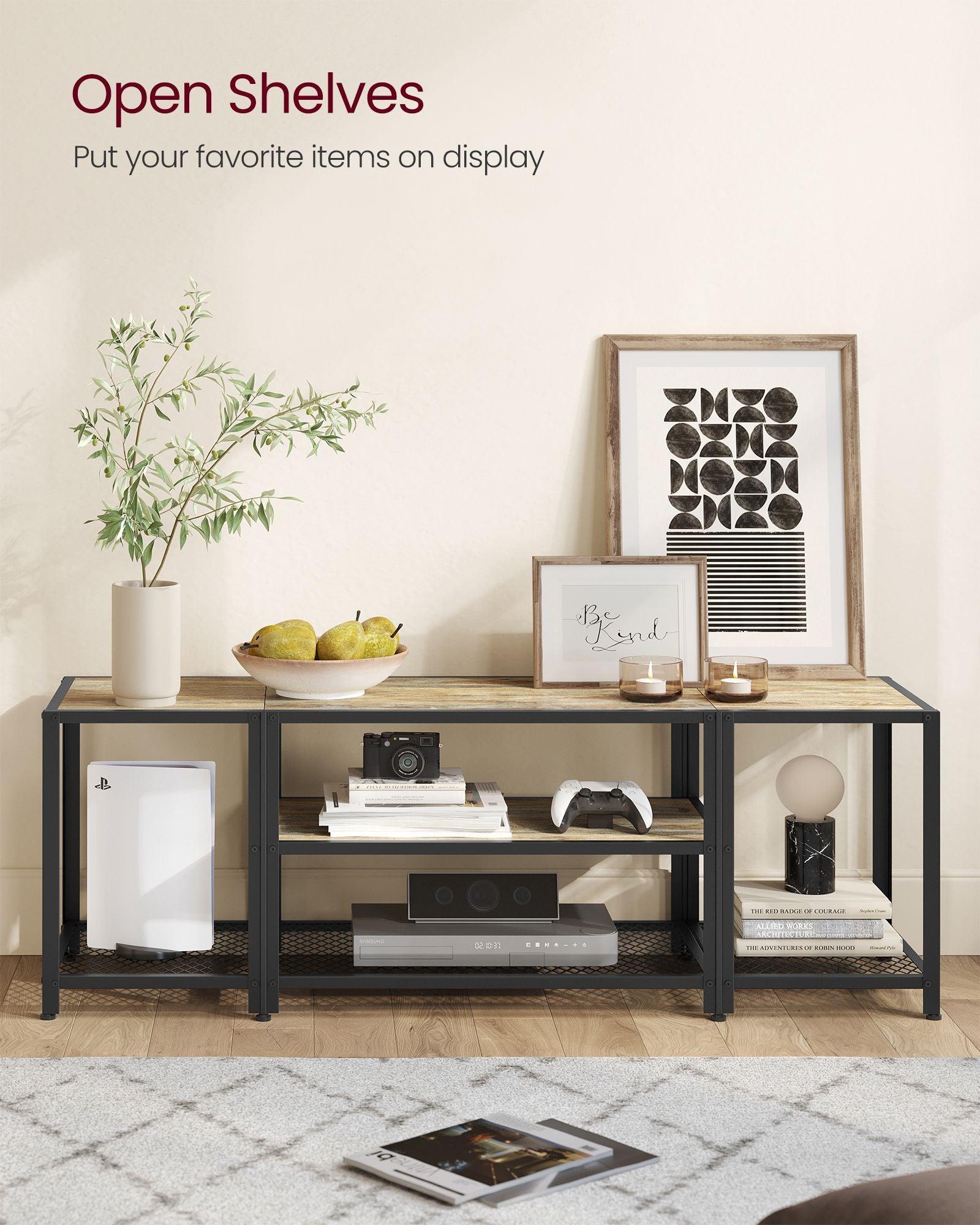 TV Stand for TVs Up to 65'' Turquoise Brown and Black FredCo