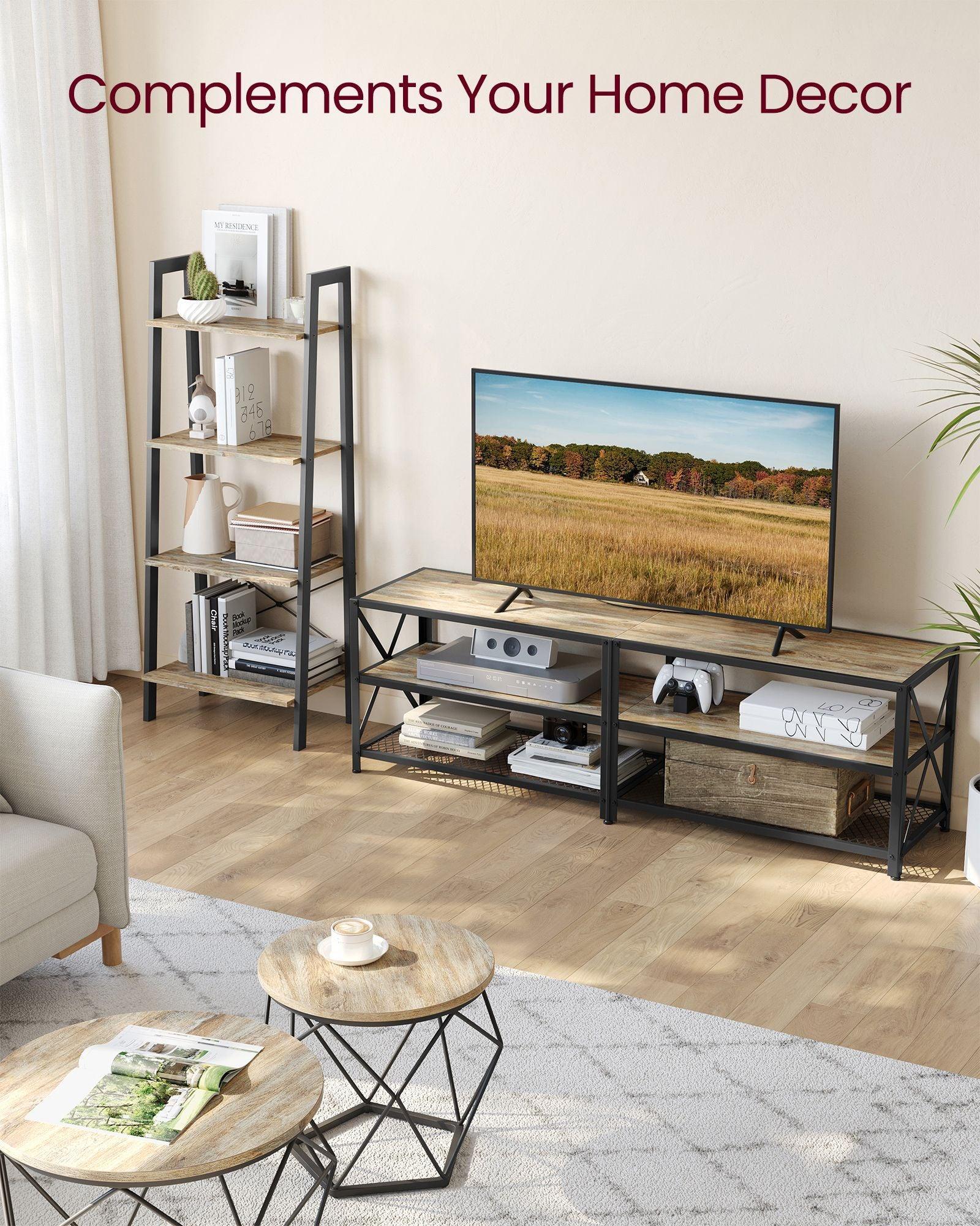TV Stand for TVs Up to 70'' Turquoise Brown and Black FredCo