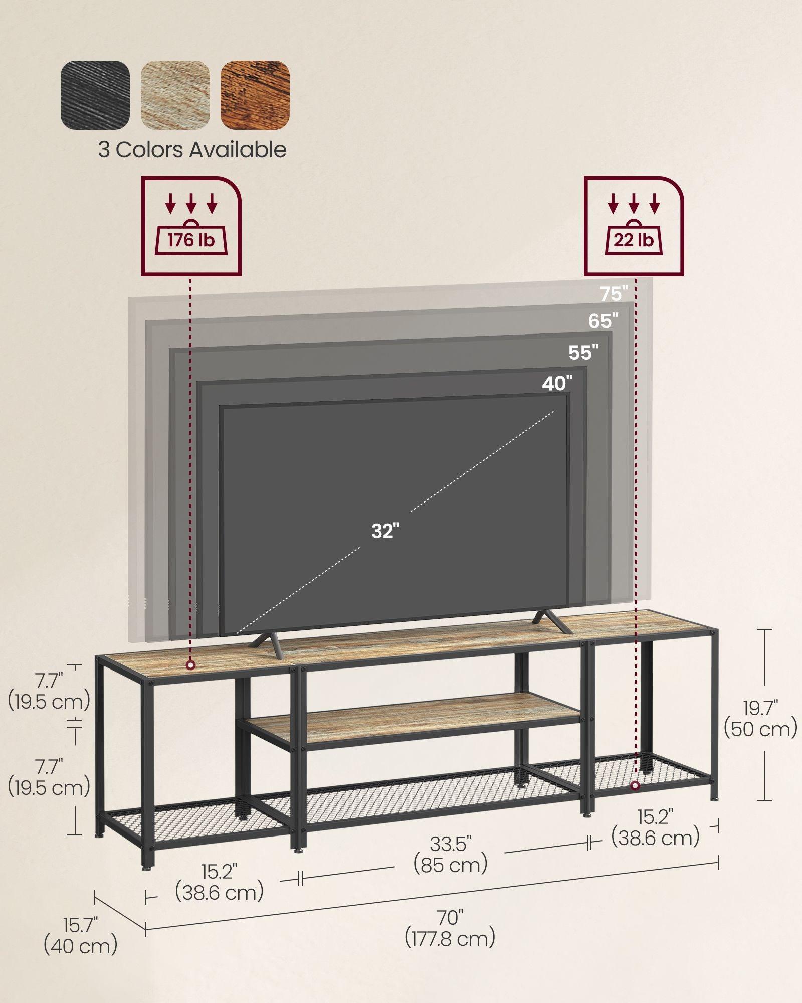 TV Stand for TVs Up to 75'' Turquoise Brown and Black FredCo