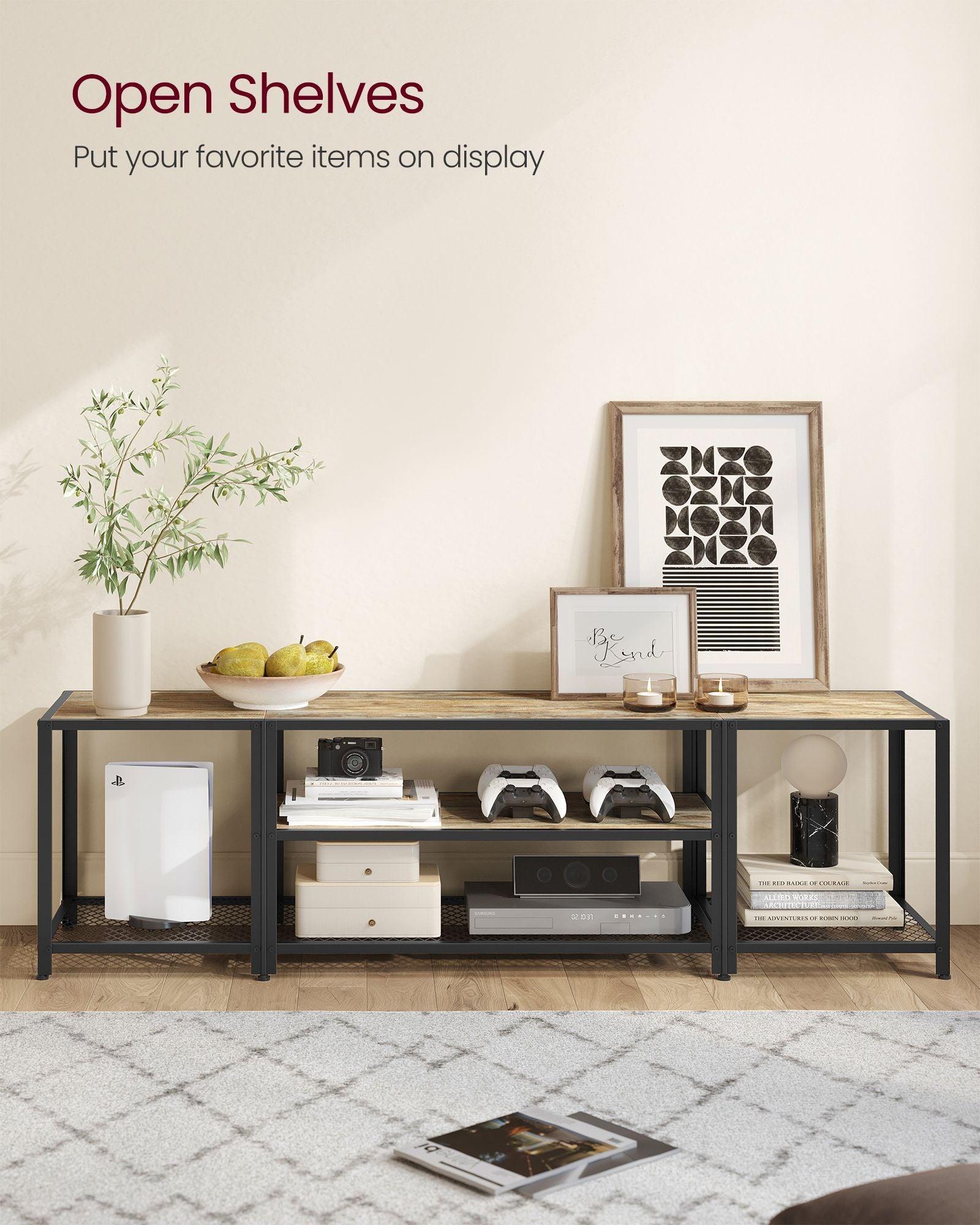 TV Stand for TVs Up to 75'' Turquoise Brown and Black FredCo